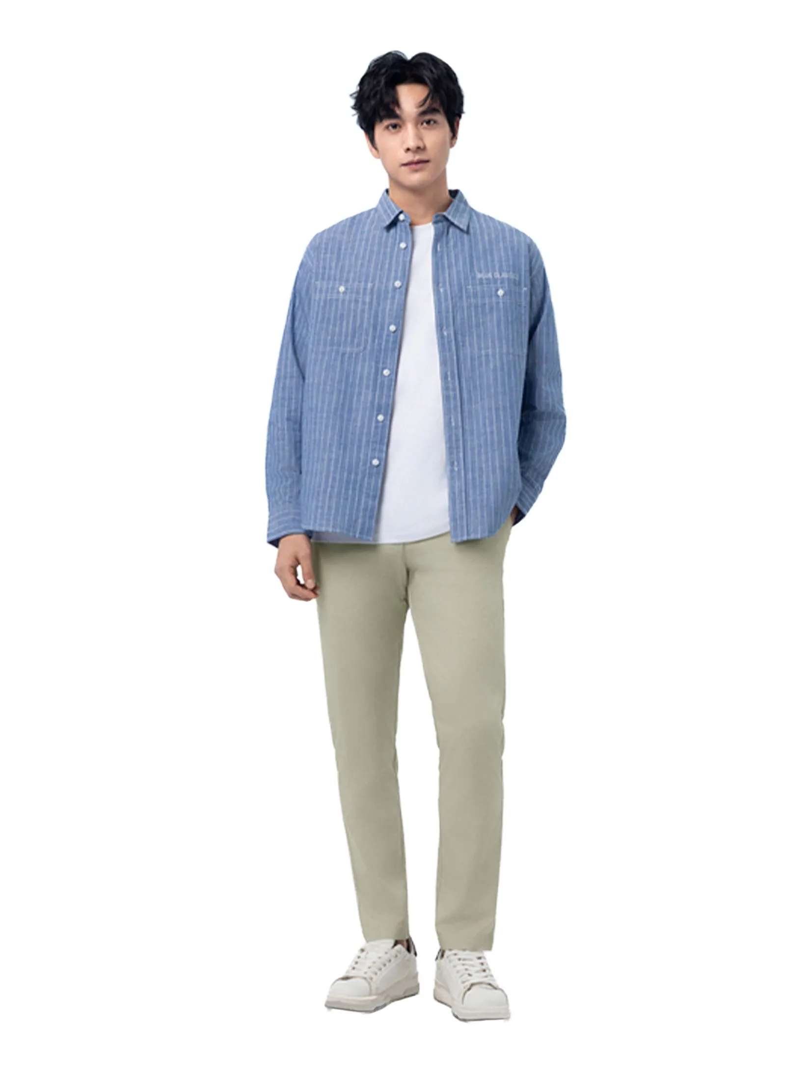 GIORDANO Men's Solid Color Long Pants Creamware