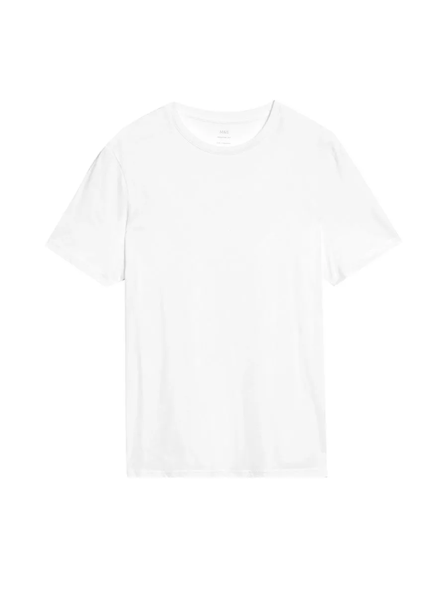 MARKS & SPENCER Men T-Shirt Short Sleeves Regular Fit Pure Cotton Crew Neck