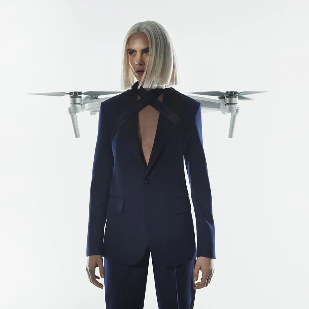 KARL LAGERFELD CARA LOVES KARL TUXEDO BLAZER DARK BLUE
