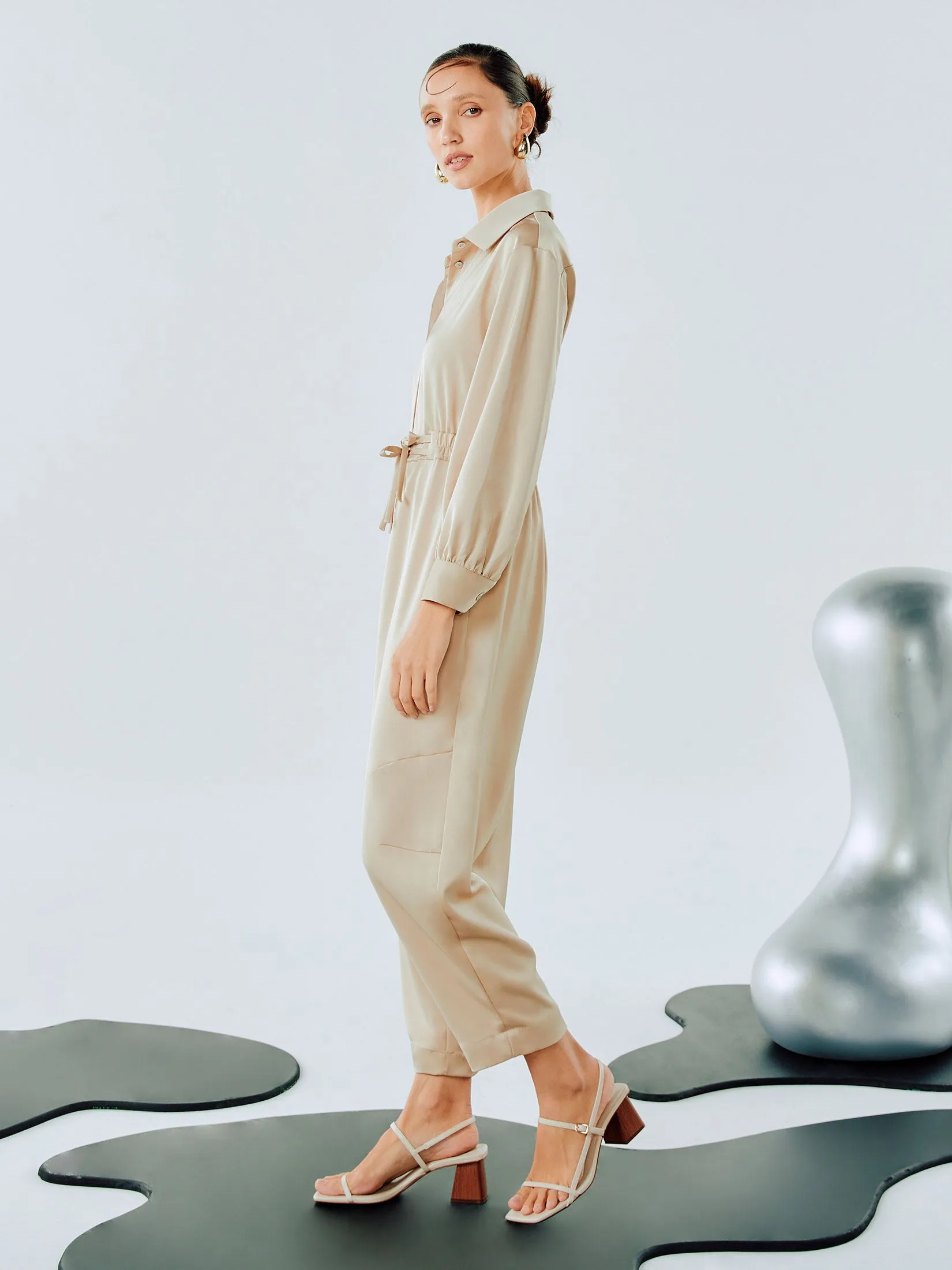 SHAKA Woman Jumpsuit Satin Brown