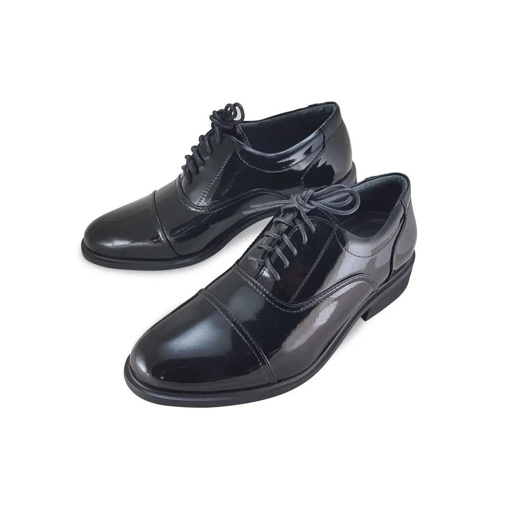 FREEWOOD SHOES shiny leather laced-black