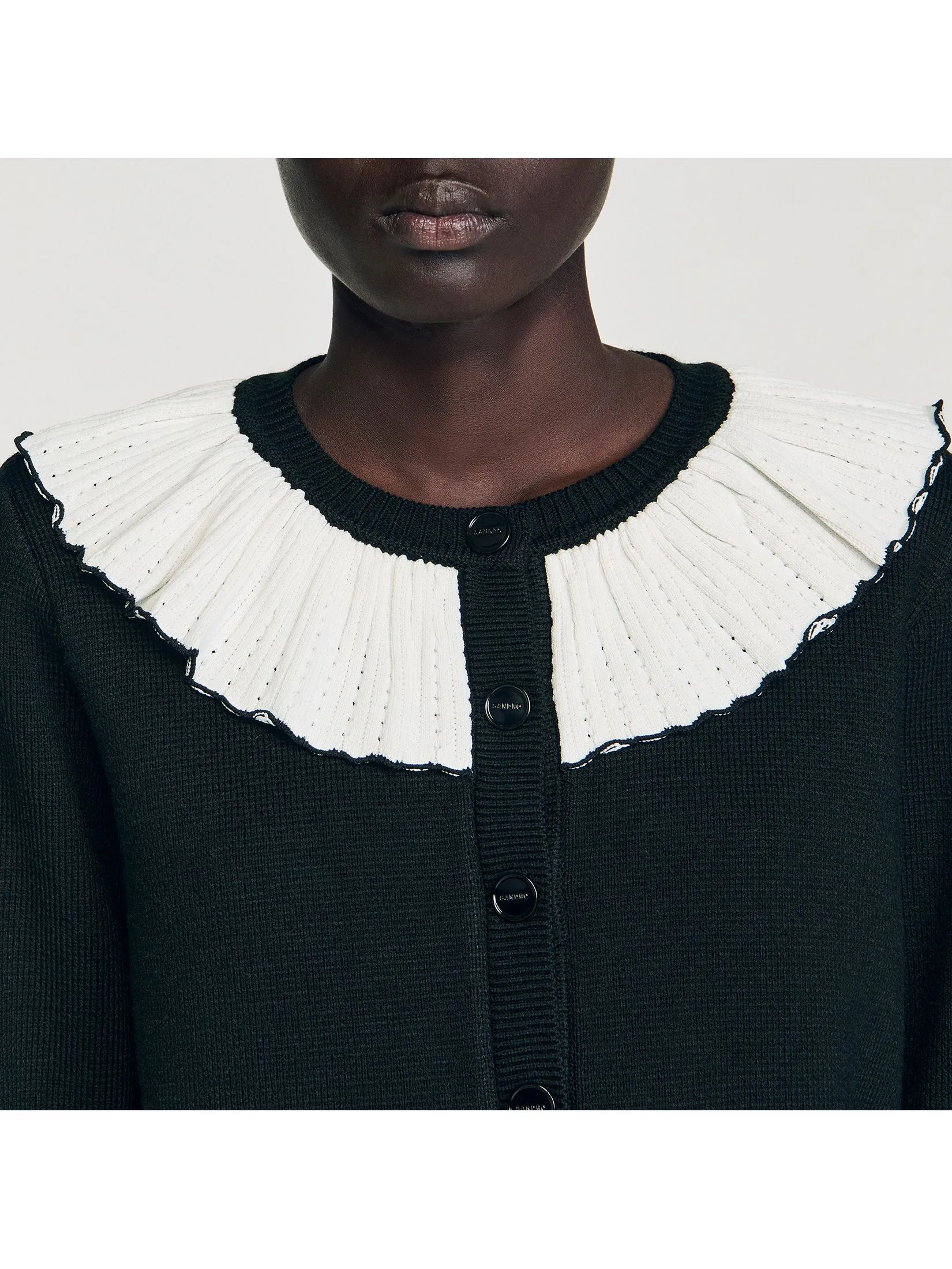 SANDRO Cardigan With Contrast Collar