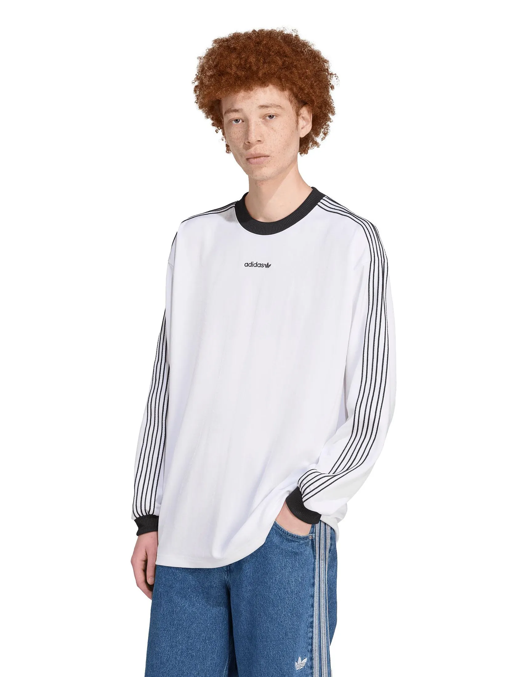 ADIDAS Men Foodball Jersey Long Sleeves JX3100 White Size - A/L