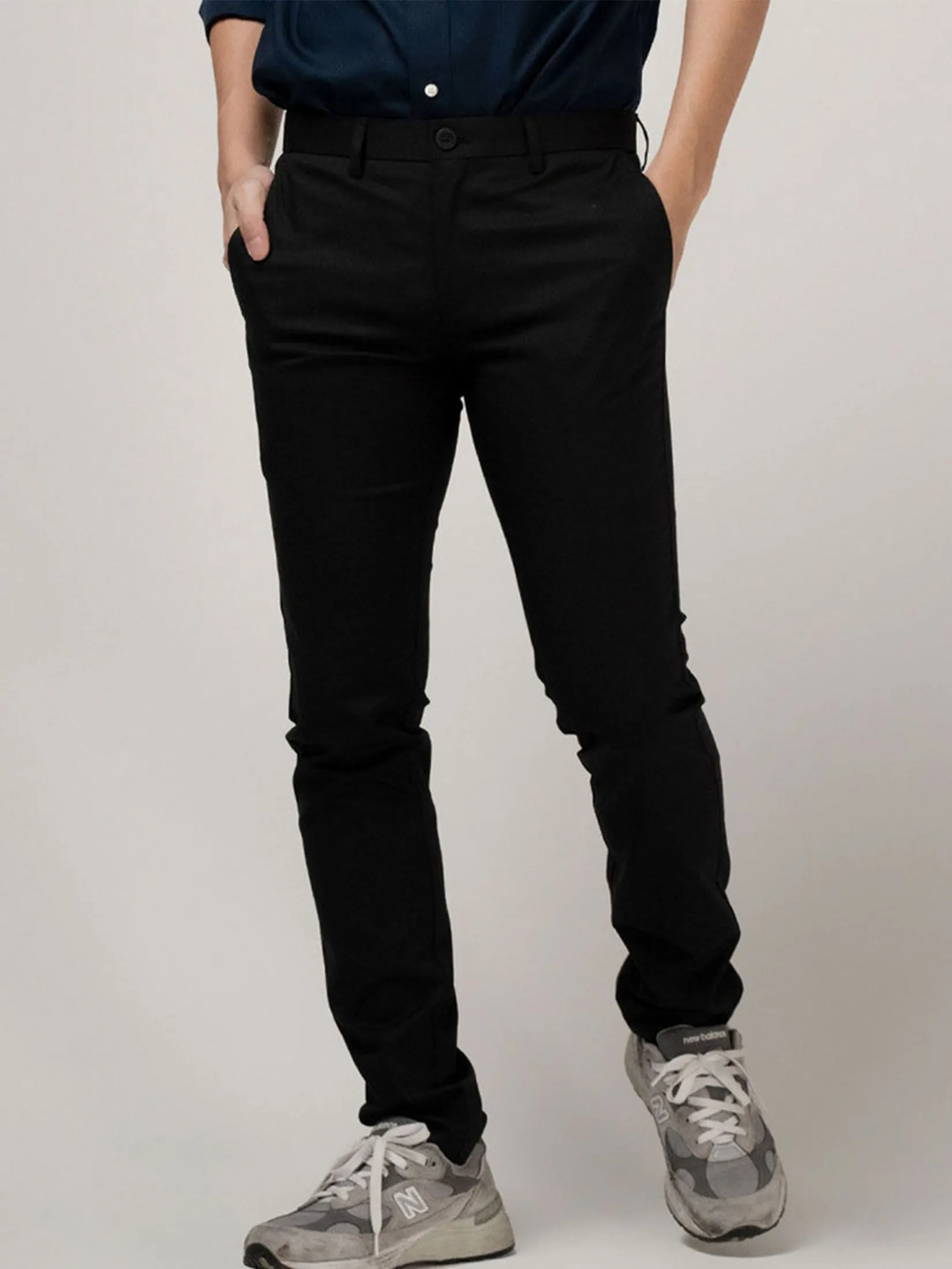ERA-WON Men's Super Skinny Pants Lightweight Black
