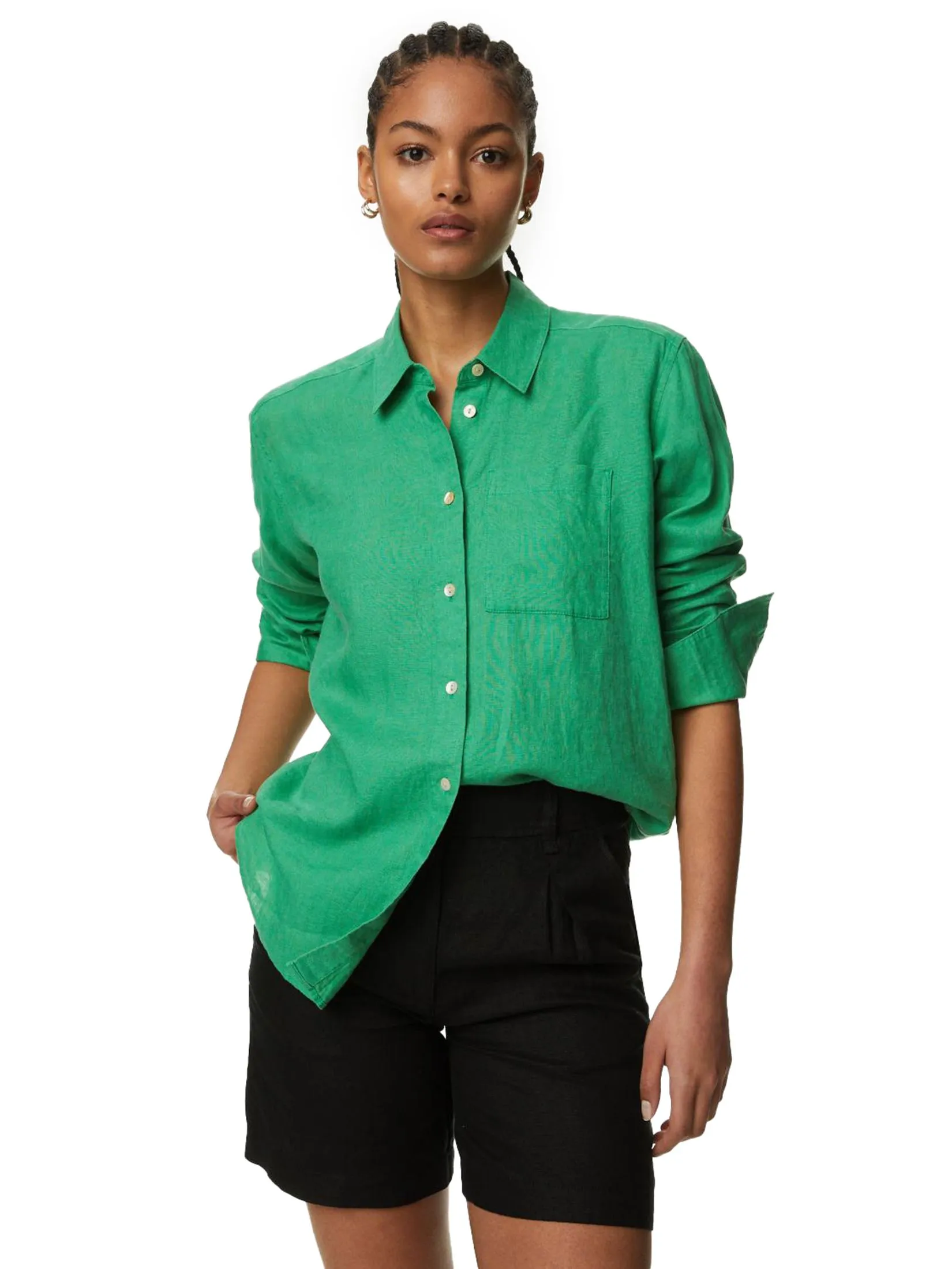 MARKS & SPENCER Women Shirt Pure Linen Relaxed