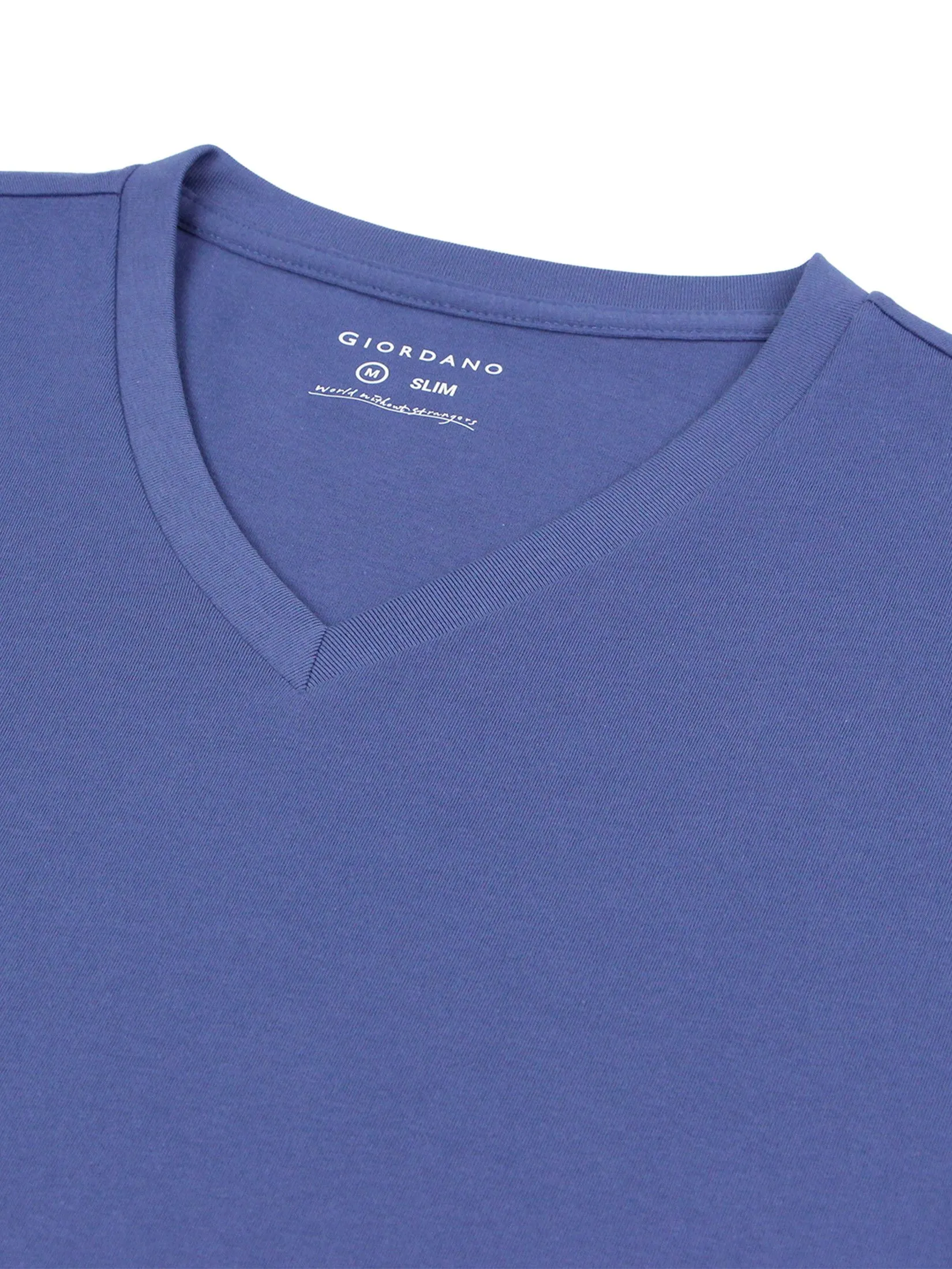 GIORDANO Men's Slim V-Neck Tee Gray Blue purple