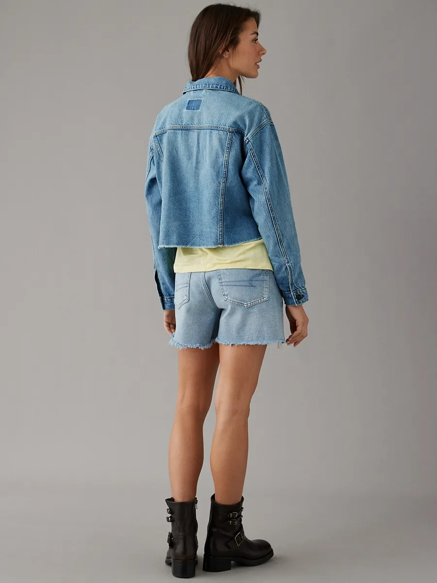 AMERICAN EAGLE WOMEN 3479 CROPPED DENIM MED WASH 936 MEDIUM WASH