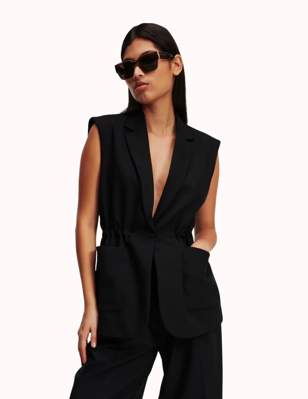 KARL LAGERFELD RTW-1 TAILORED WOMEN GILET BLACK