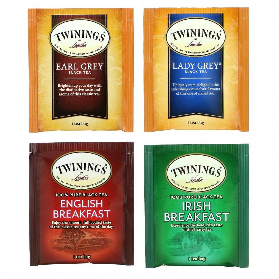 Twinings, черный чай, набор разных сортов, 20 чайных пакетиков, 40 г (1,41 унции)