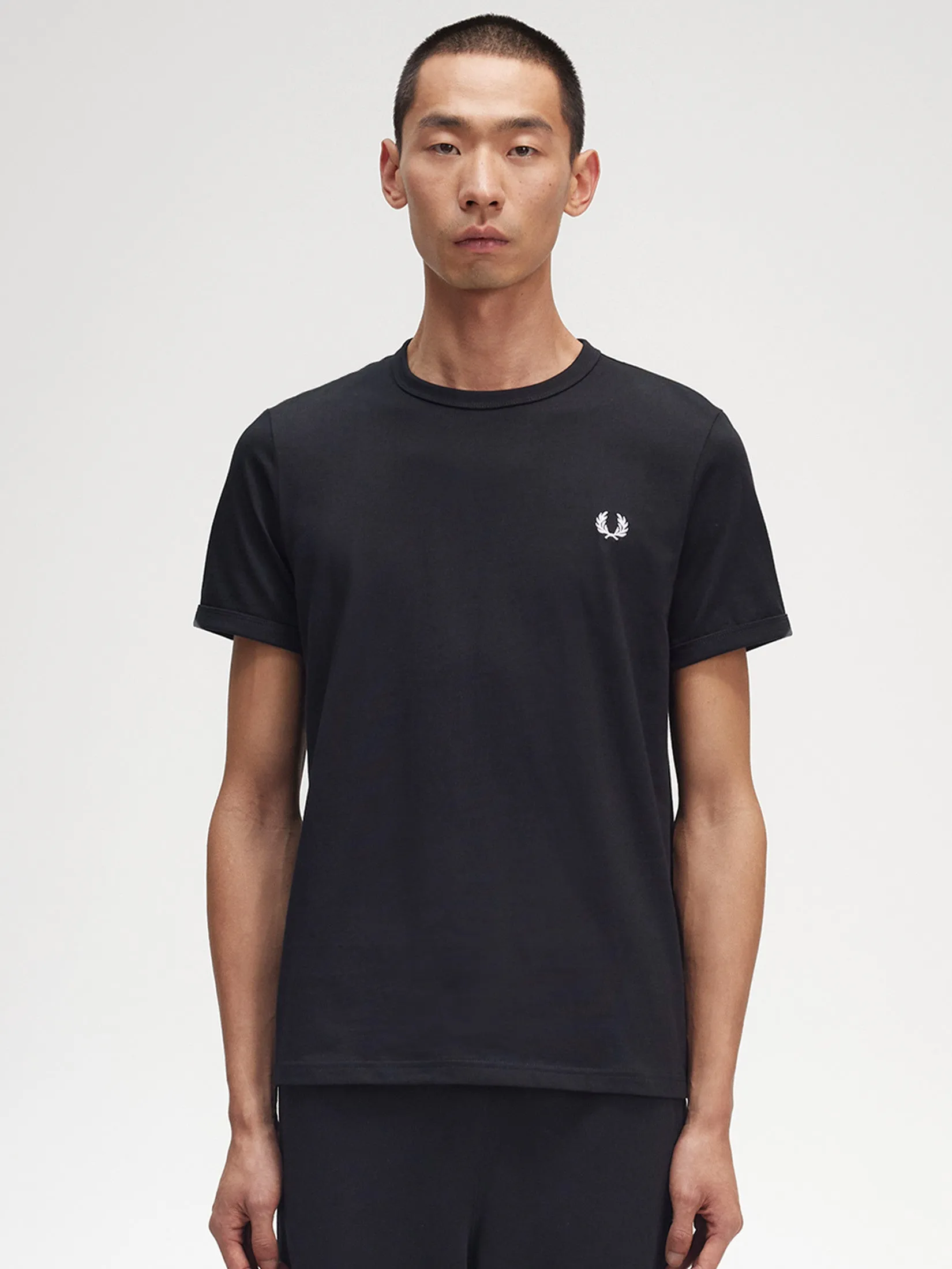 FRED PERRY Men RINGER T-SHIRT Black