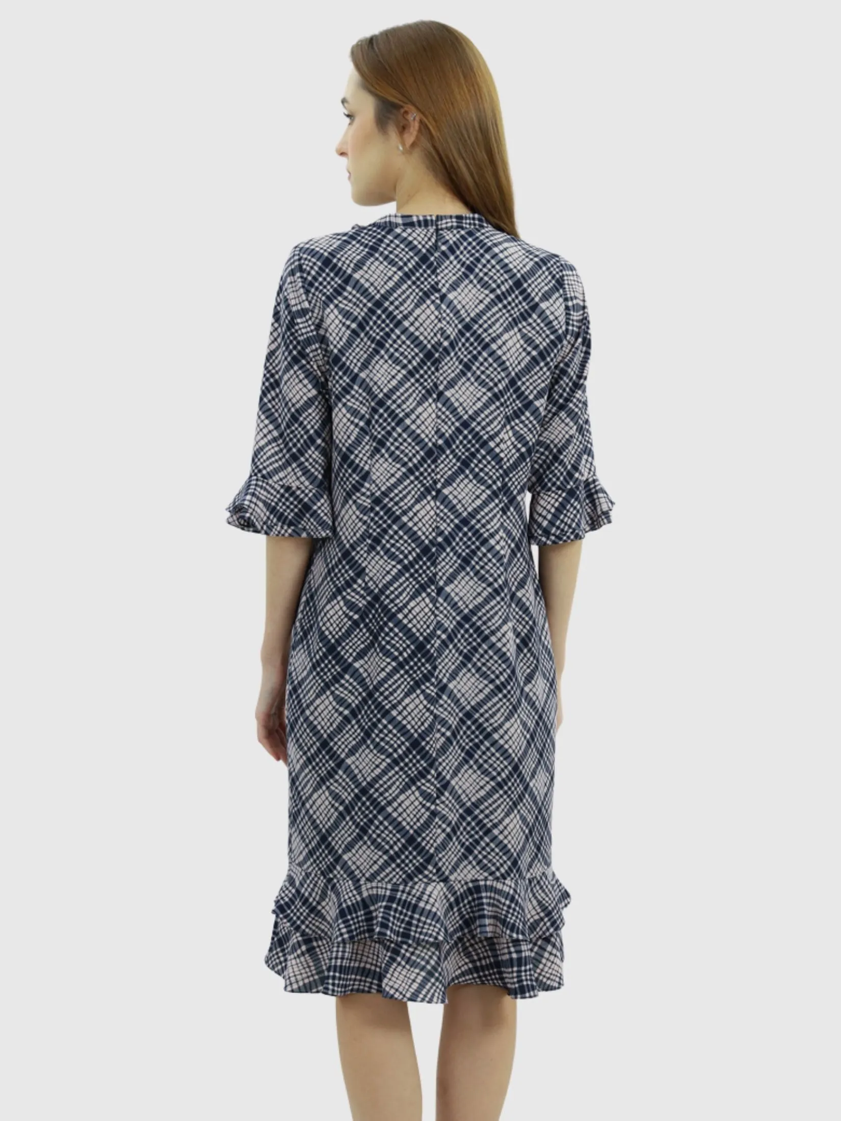 VERONIQA Women Dress Long Sleeves Chiffon Dobby Pink