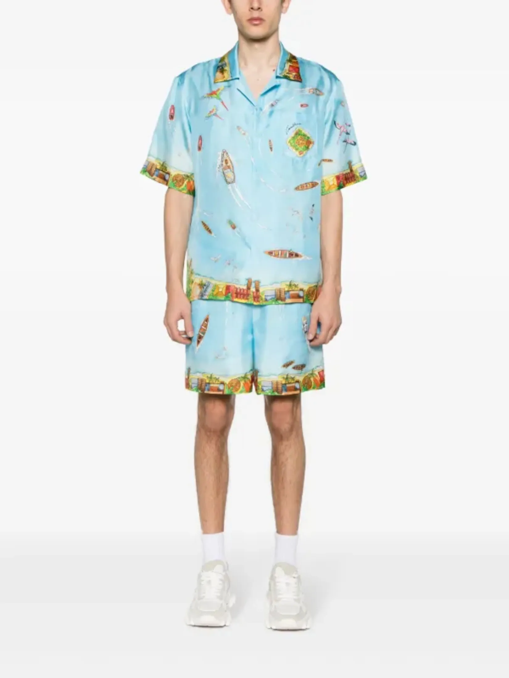 CASABLANCA UNISEX SILK SHORTS WITH DRAWSTRINGS MAISON SUR IN MAISON SUR PILOTI