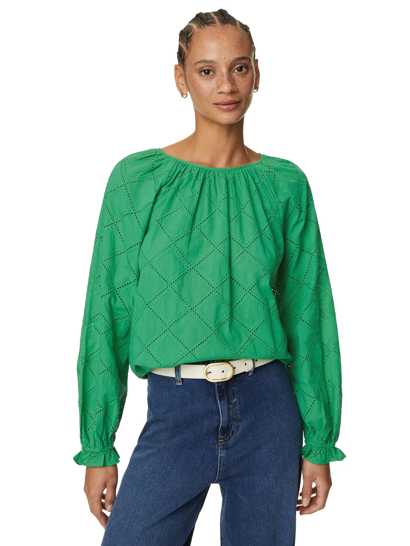 MARKS & SPENCER Women Blouse Pure Cotton Broderie