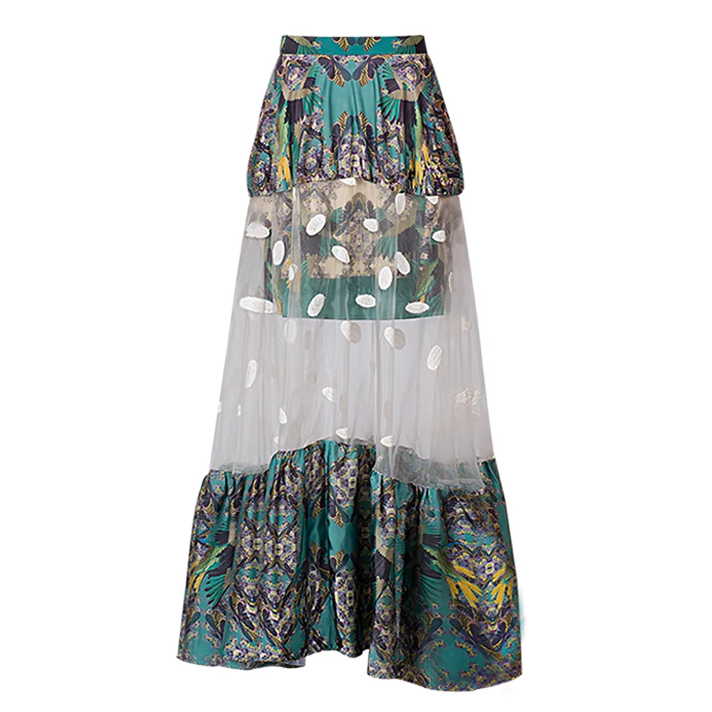 PEDZ Green Pedz Aesthetic Wing Maxi Skirt