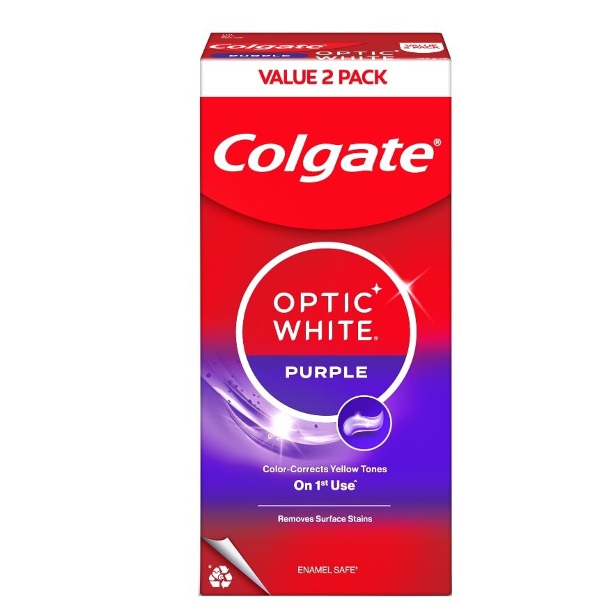 Colgate Toothpaste Optic White Purple 100 G.Twin Pack