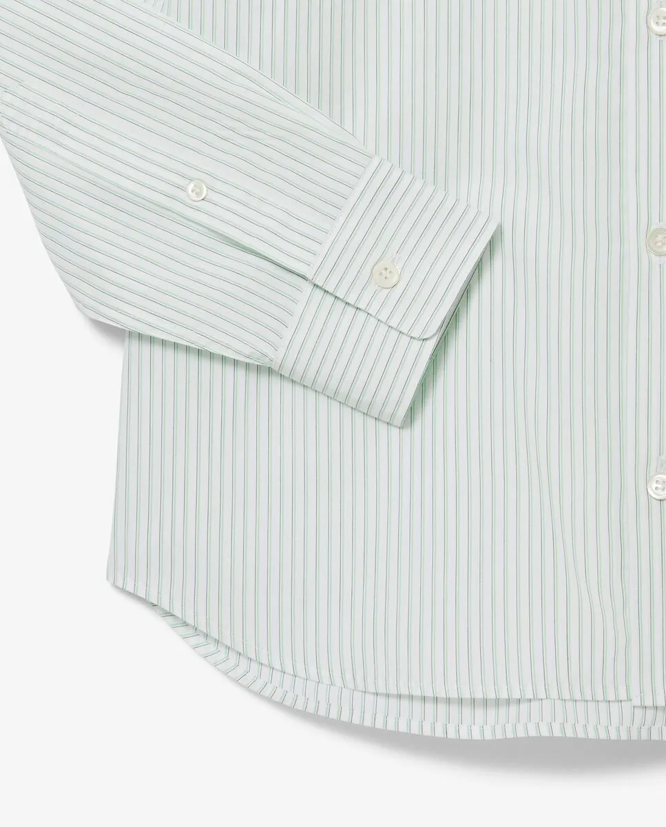 LACOSTE Regular Fit Striped Poplin Shirt White
