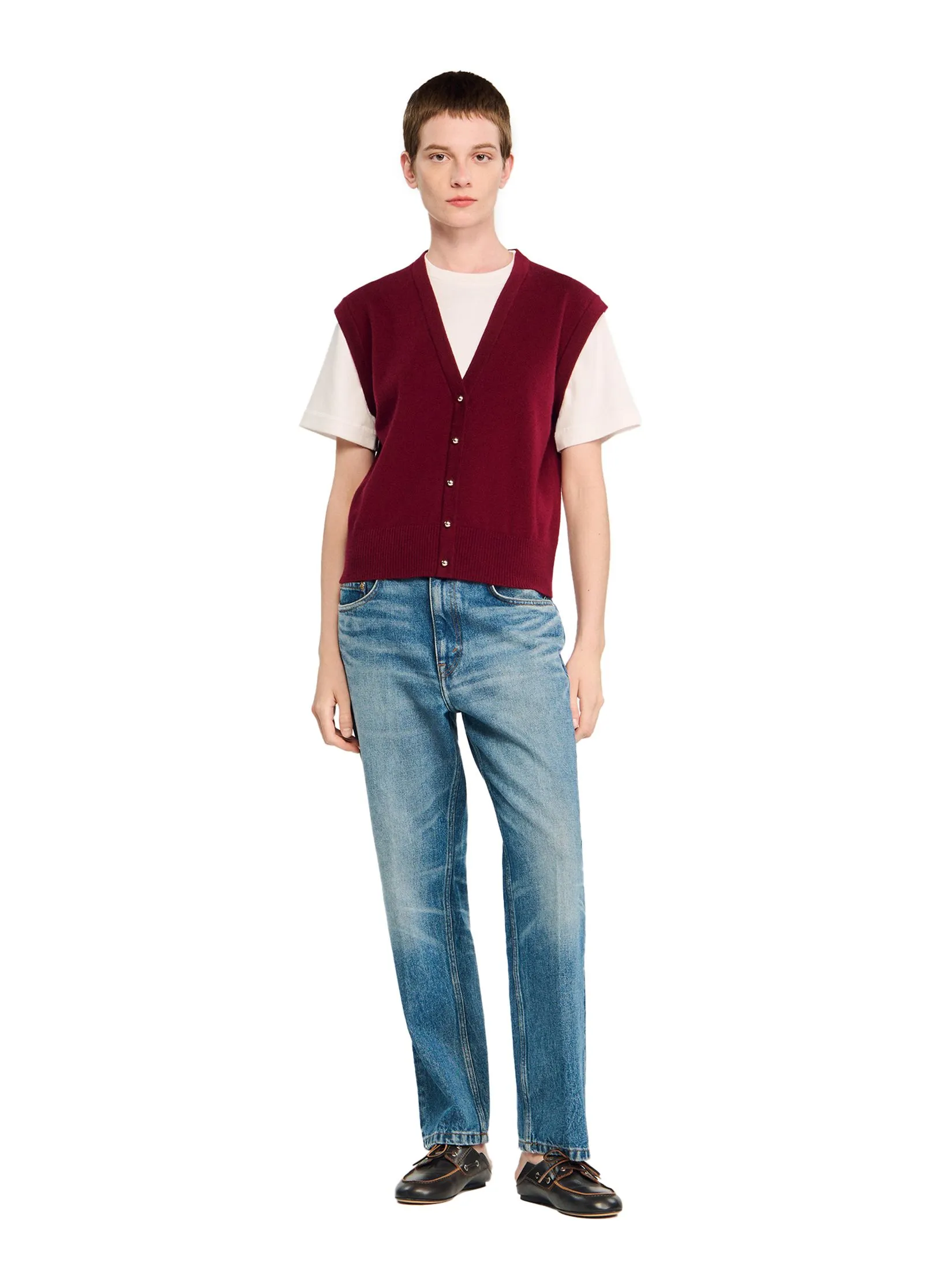 SANDRO Two-Tone Wool and Cashmere Sweater