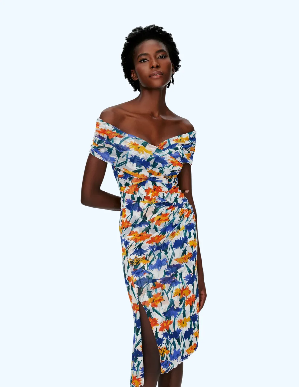 DIANE VON FURSTENBERG DVF LOVINIA DRESS DIANTHUS SM IVORY Size - L