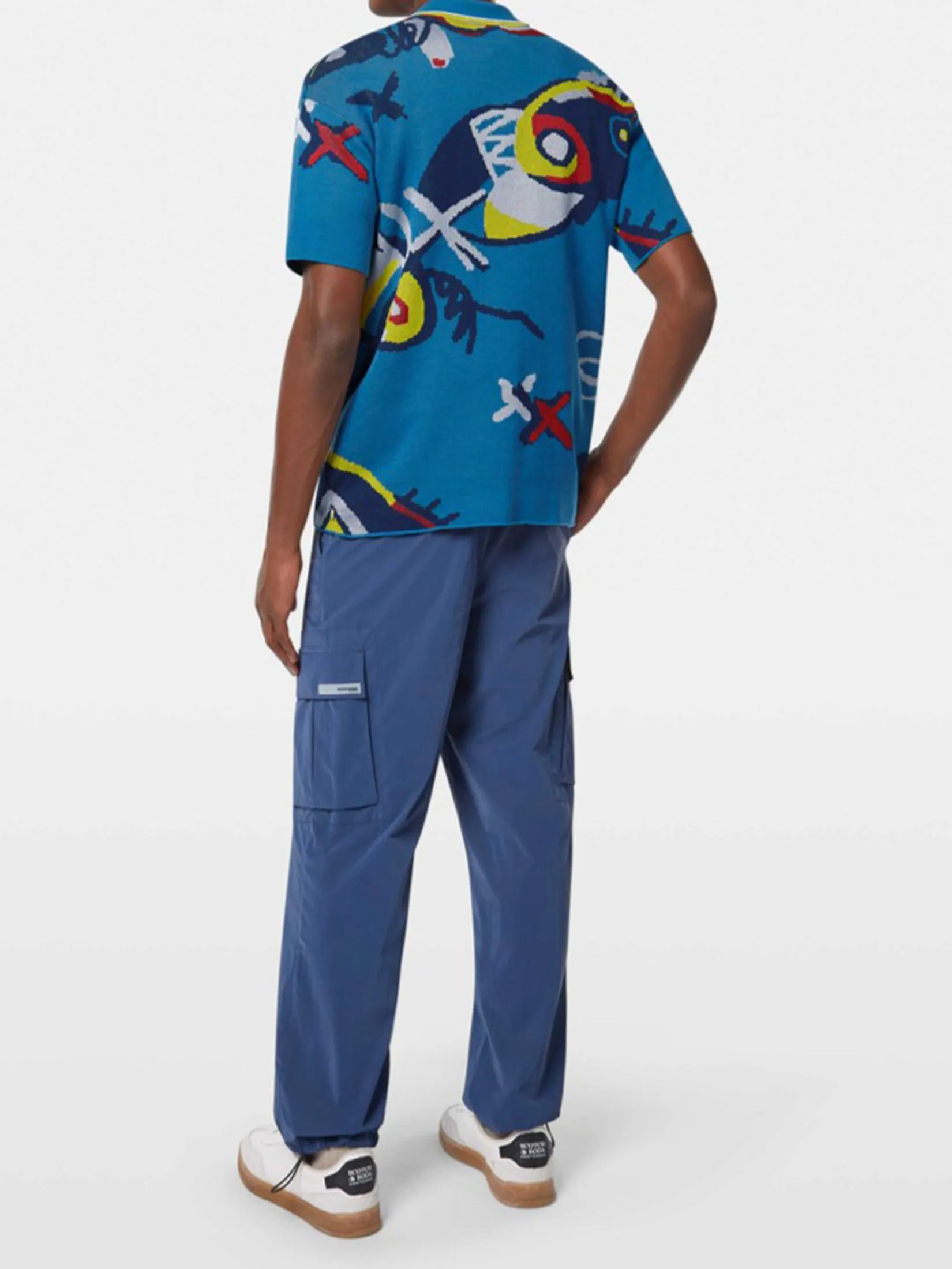 SCOTCH&SODA Men Polo Abstract Island Crochet Abstract Island Blue