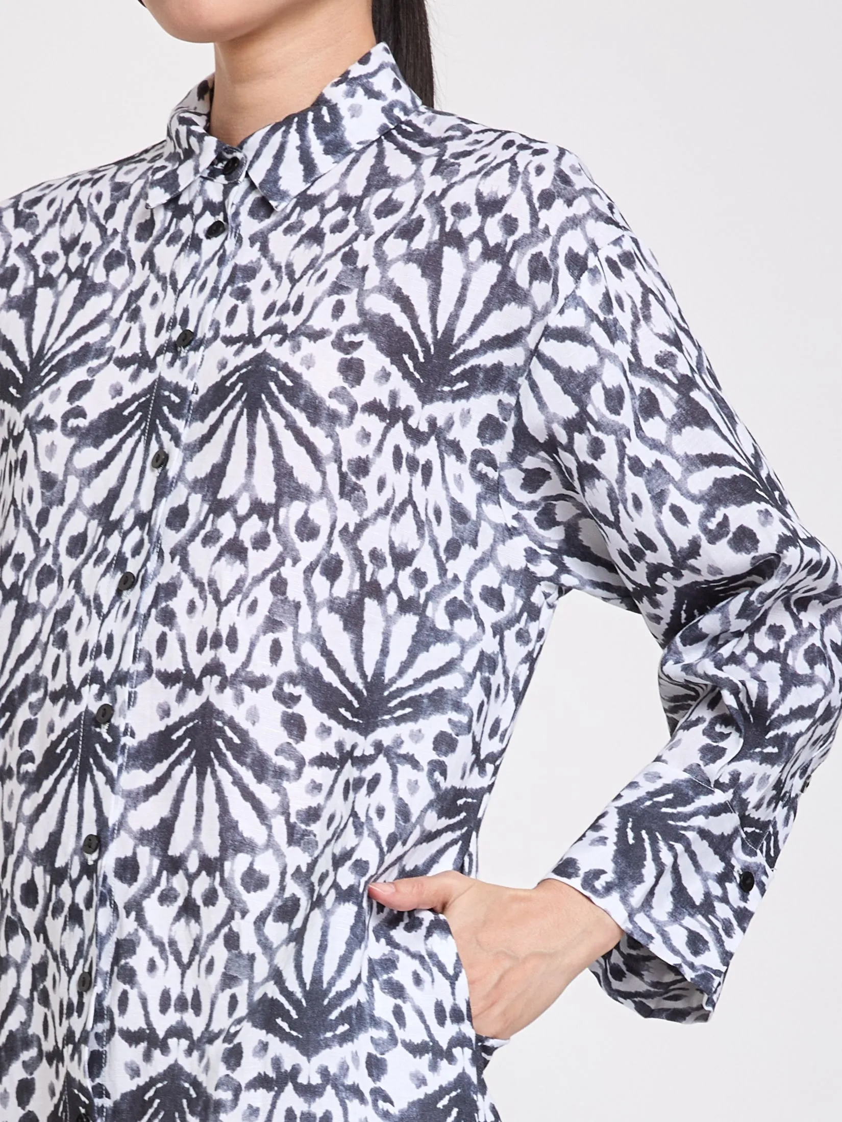 SIMPLICITY Women Dress Long Sleeves Collar Neck Print