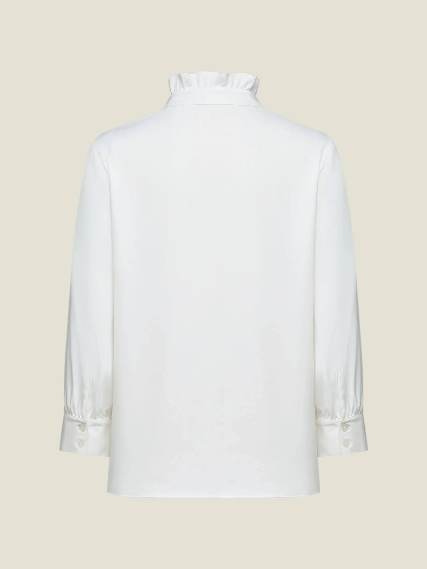 G2000 Women Clothing Satin Ruffled Stand Collar Blouse Regular Fit - Off-White