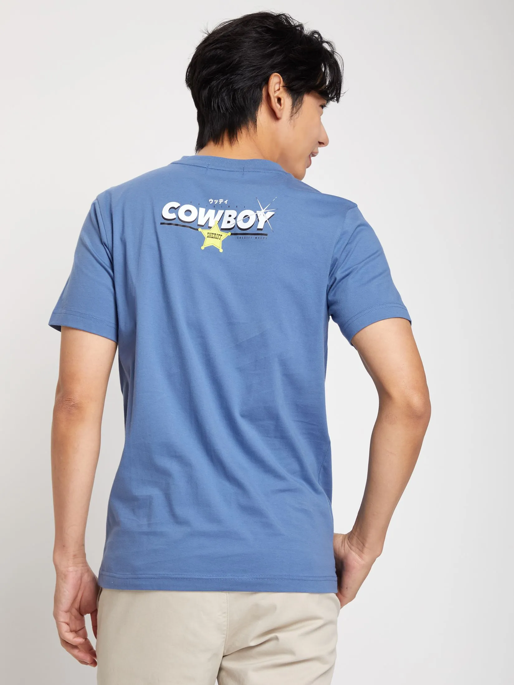 PACIFIC UNION Men T-Shirt Toy Story Disney Pixar Print Steel Blue