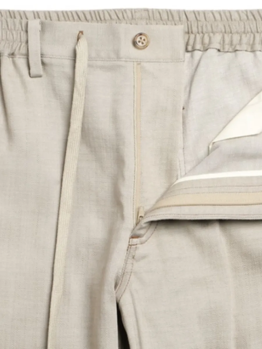 TAKEO KIKUCHI MEN BEIGE ECO DENIM STRETCH EASY PANTS