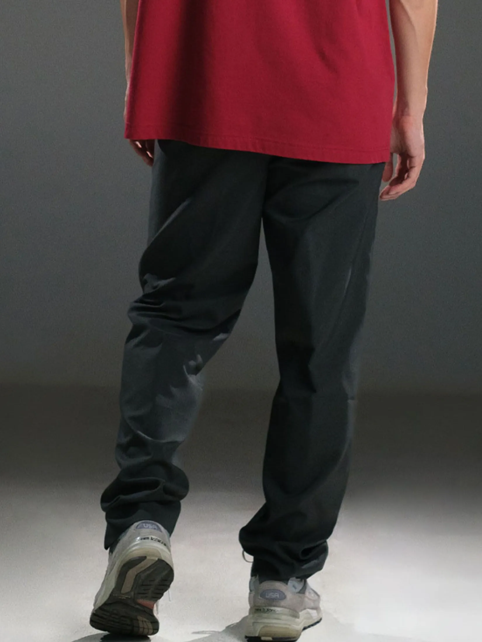 ERA-WON Men's Pants Relaxed workday Relaxed straight legs Dark grey