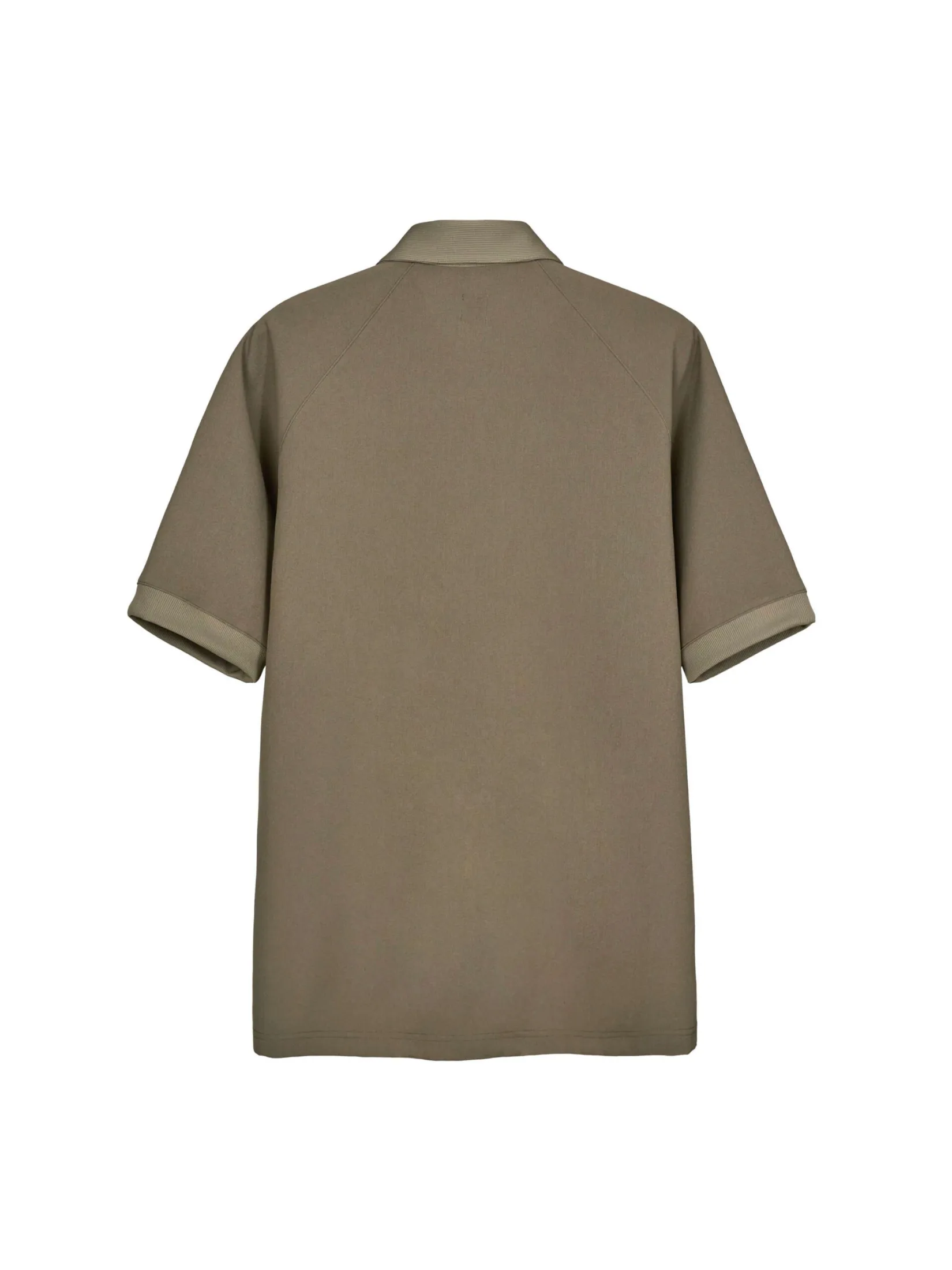 TAKEO KIKUCHI MEN BEIGE STRETCH BONDED DOUBLE SS POLO SHIRT