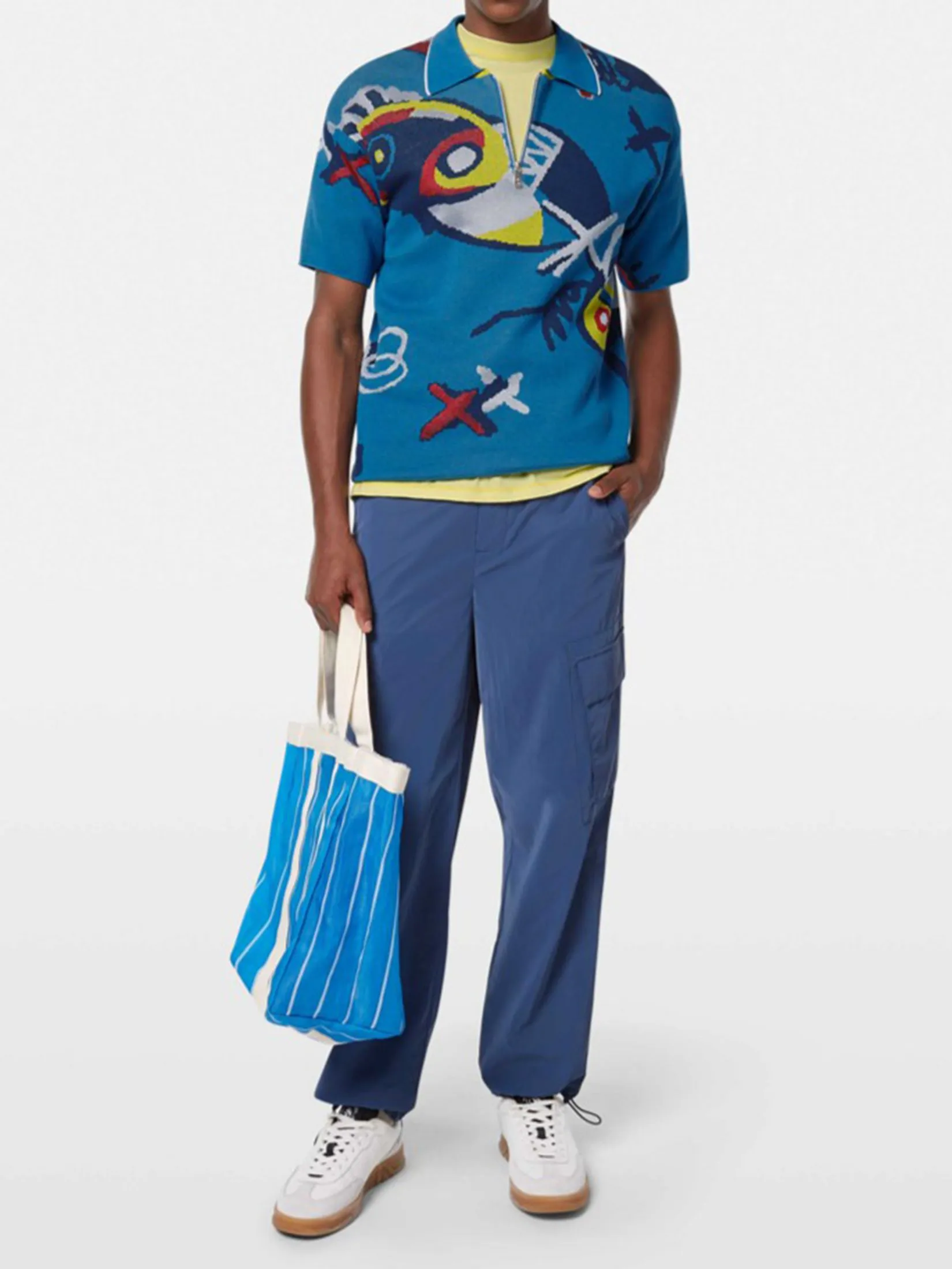 SCOTCH&SODA Men Polo Abstract Island Crochet Abstract Island Blue