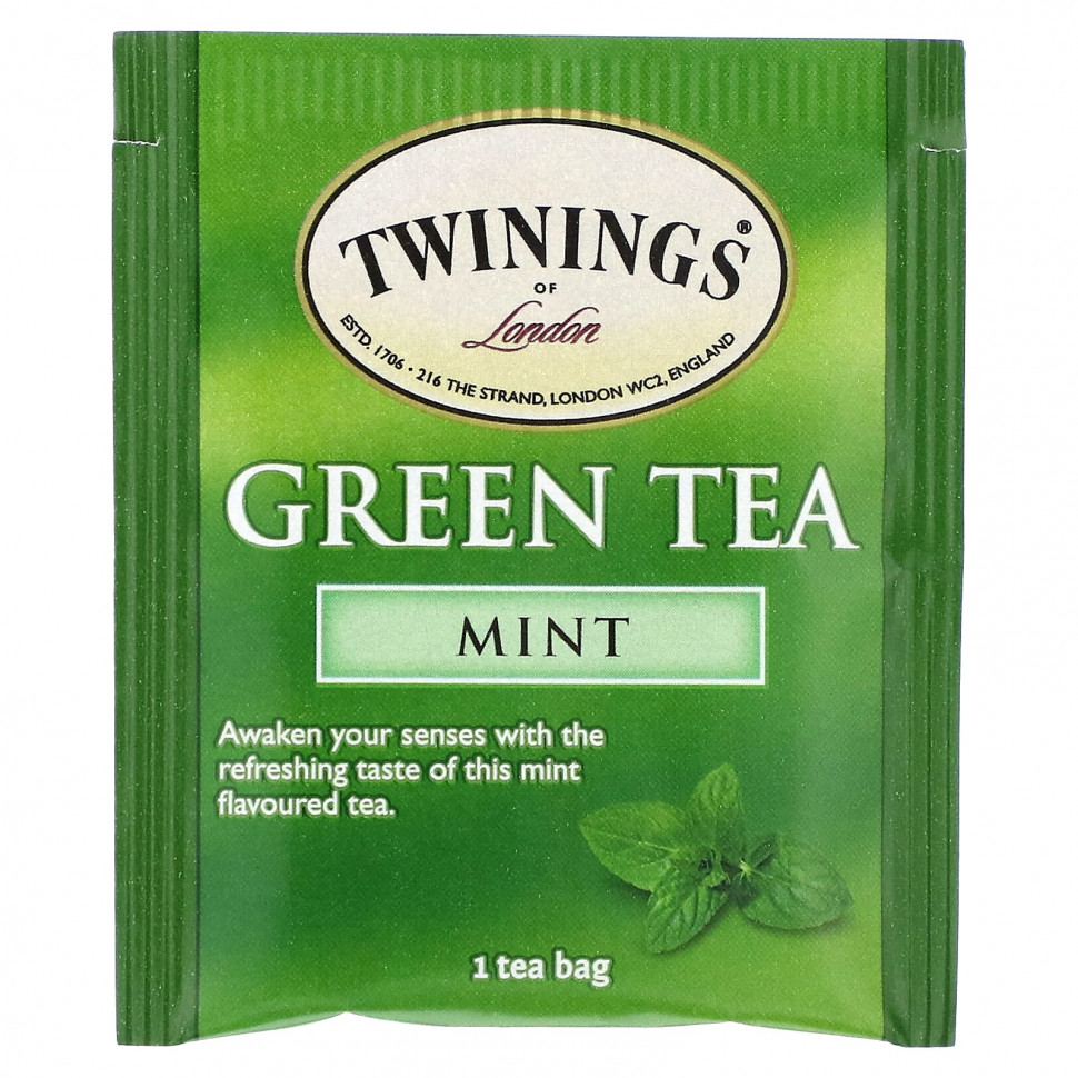 Twinings, Зеленый чай, мята, 20 чайных пакетиков, 40 г (1,41 унции)