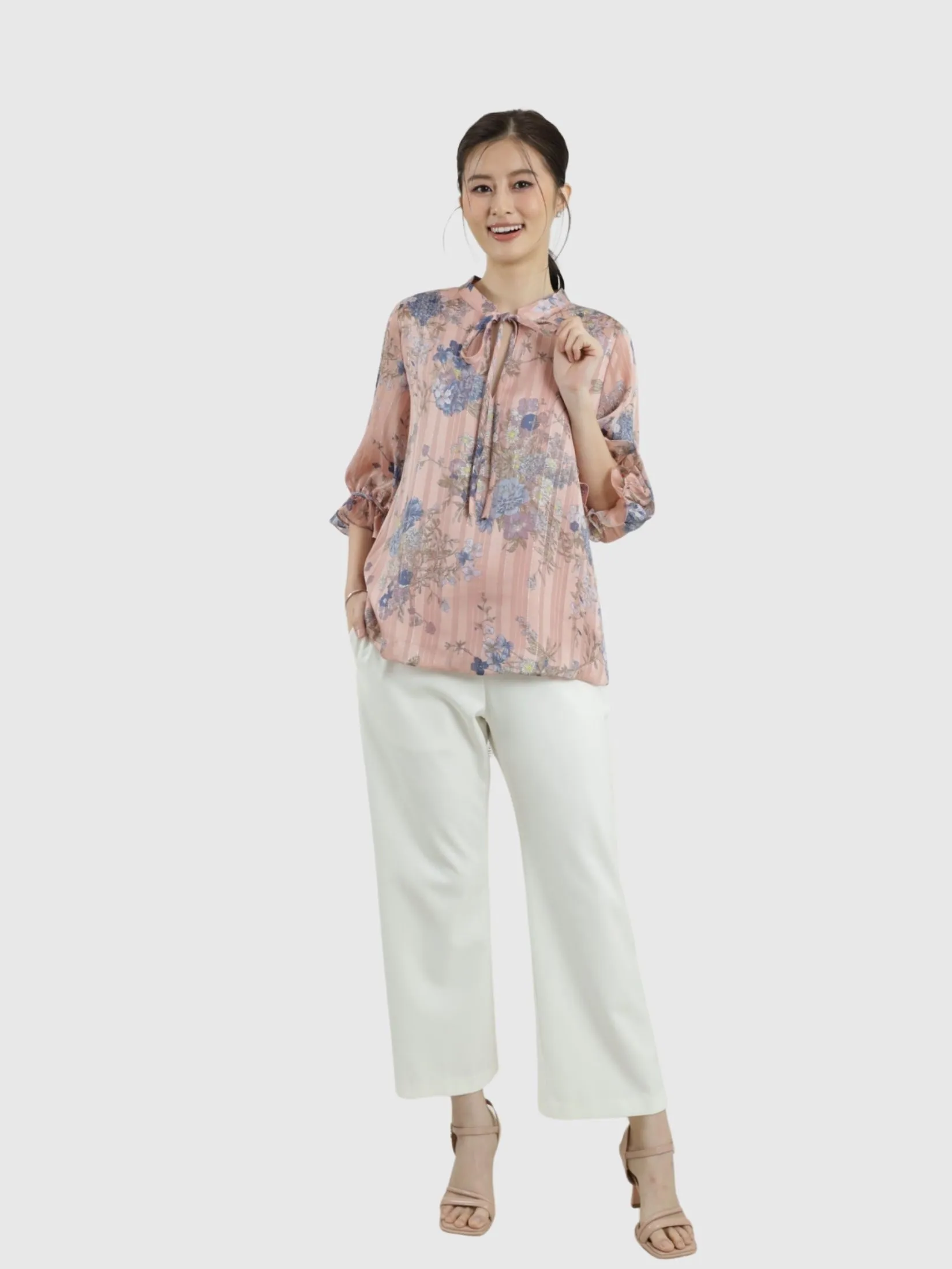 MIKIKO Women Blouse Chiffon Metalic Pink