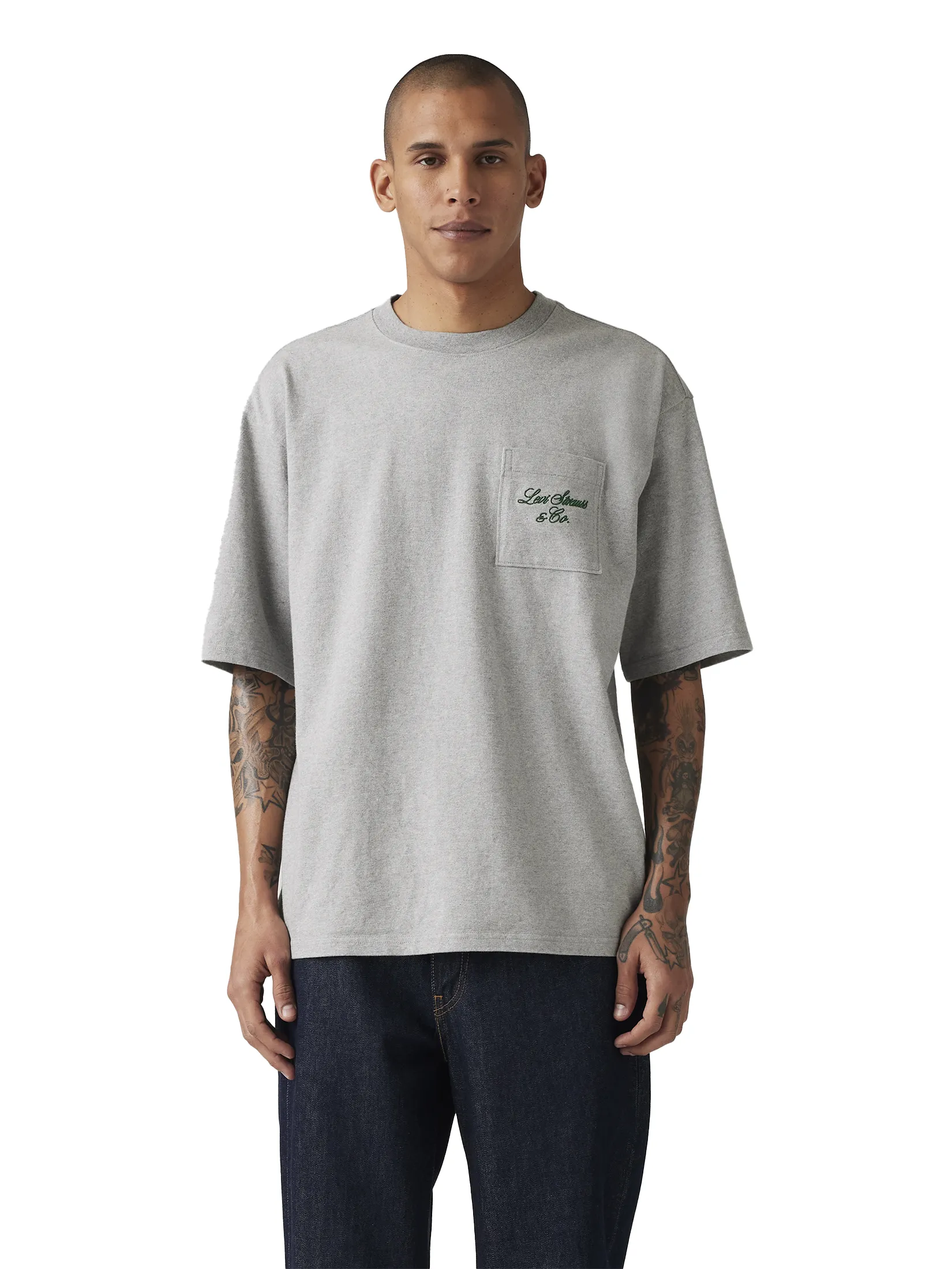 LEVI'S Men's Half-Sleeve Graphic Pocket T-Shirt Grey Size - L