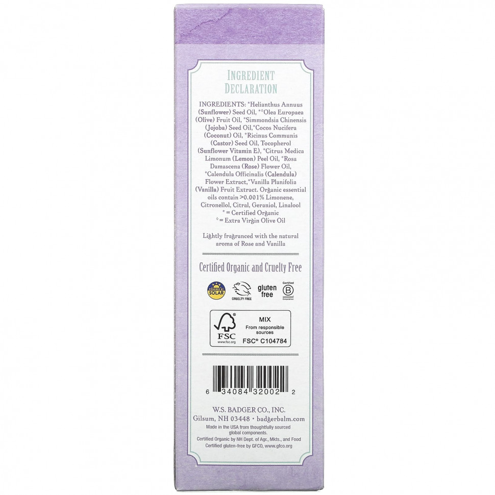 Badger Company, Масло для беременных, роза и ваниль, 118 мл (4 жидк. Унции)