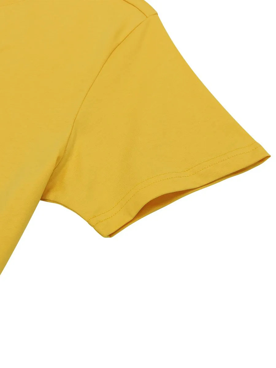 GIORDANO Men's Slim Fit Embroidery Tee (Classic Man)  Daffodil Yellow