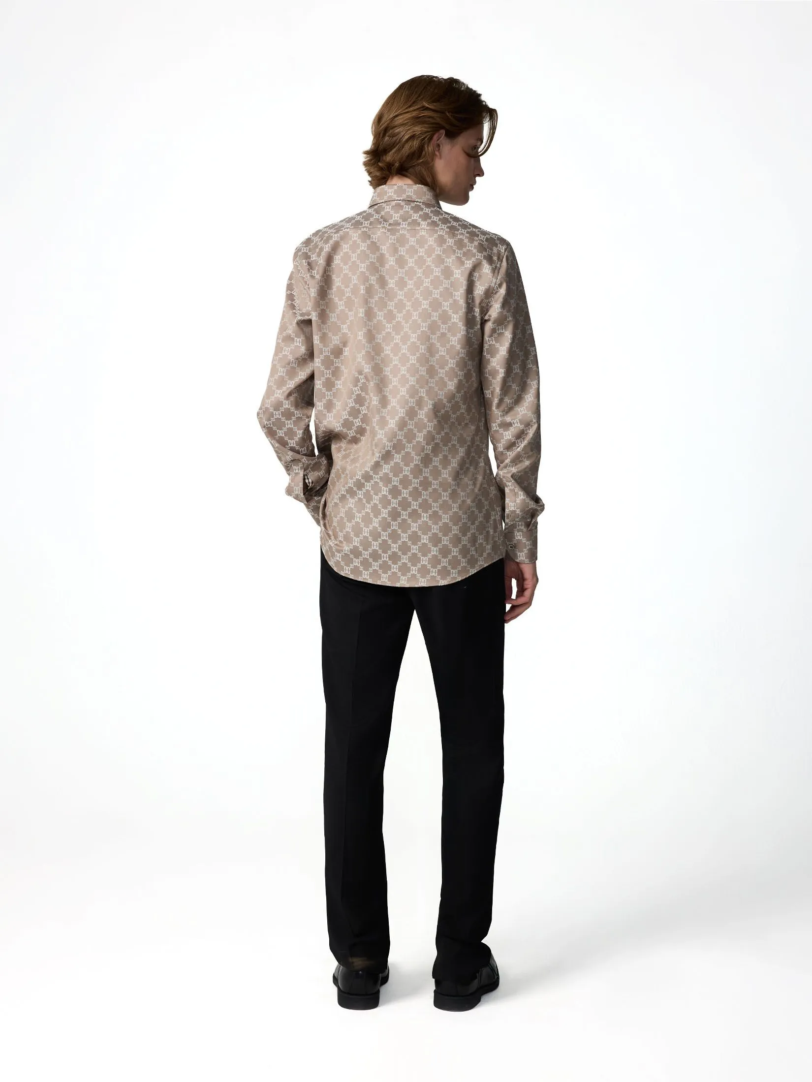 DAKS MEN Long Sleeve Shirt Smart Fit Khaki