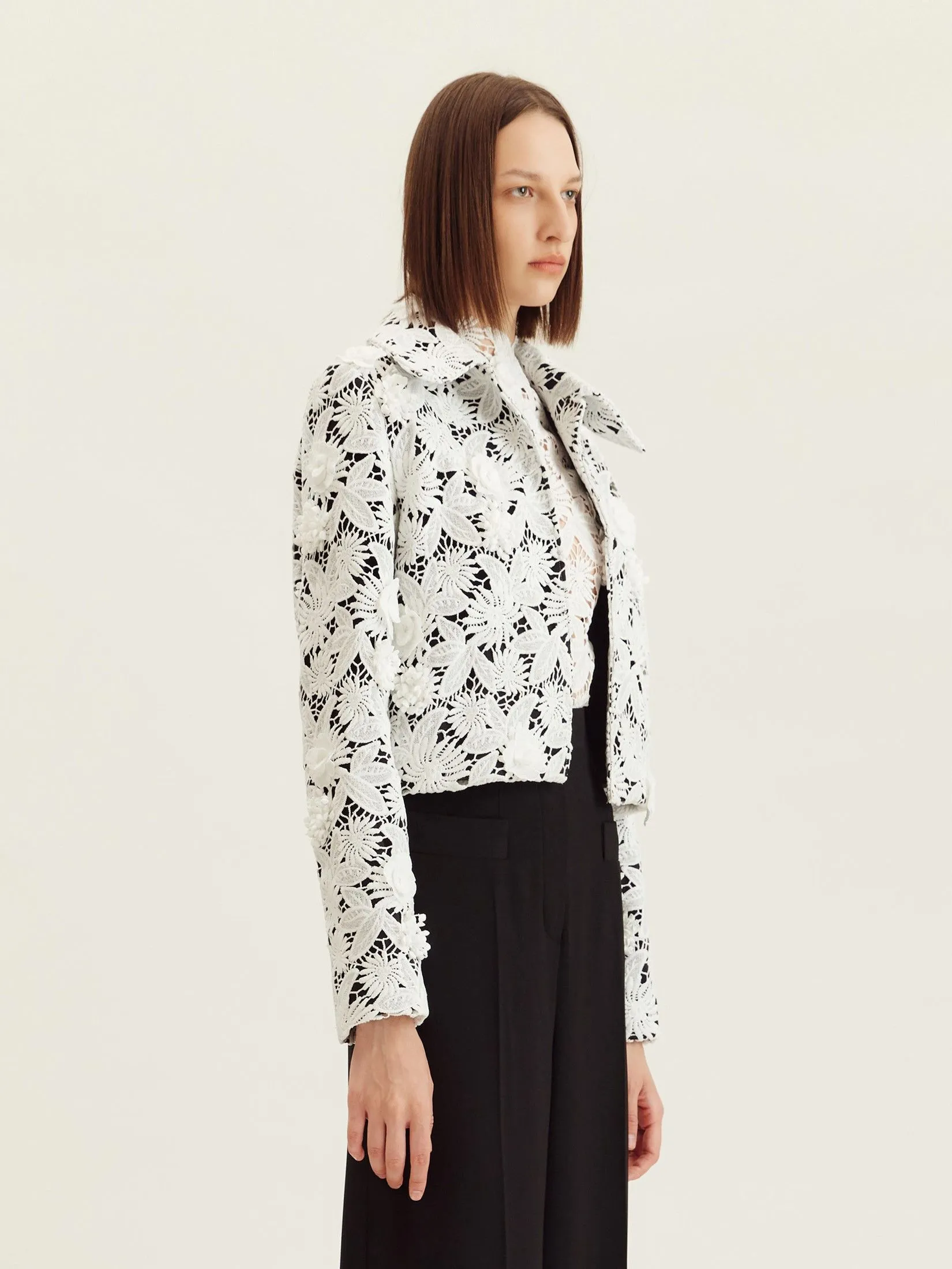 ASAVA ( AW24 )Asava Floral-lace Women Cropped Jacket White