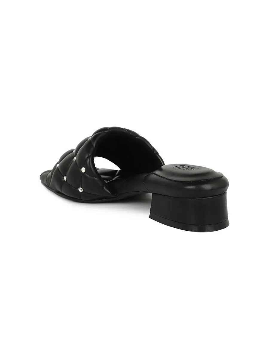 SHU WOMEN  PALETTE SOFT 1" LUCKY DIAMONDS SANDALS - BLACK