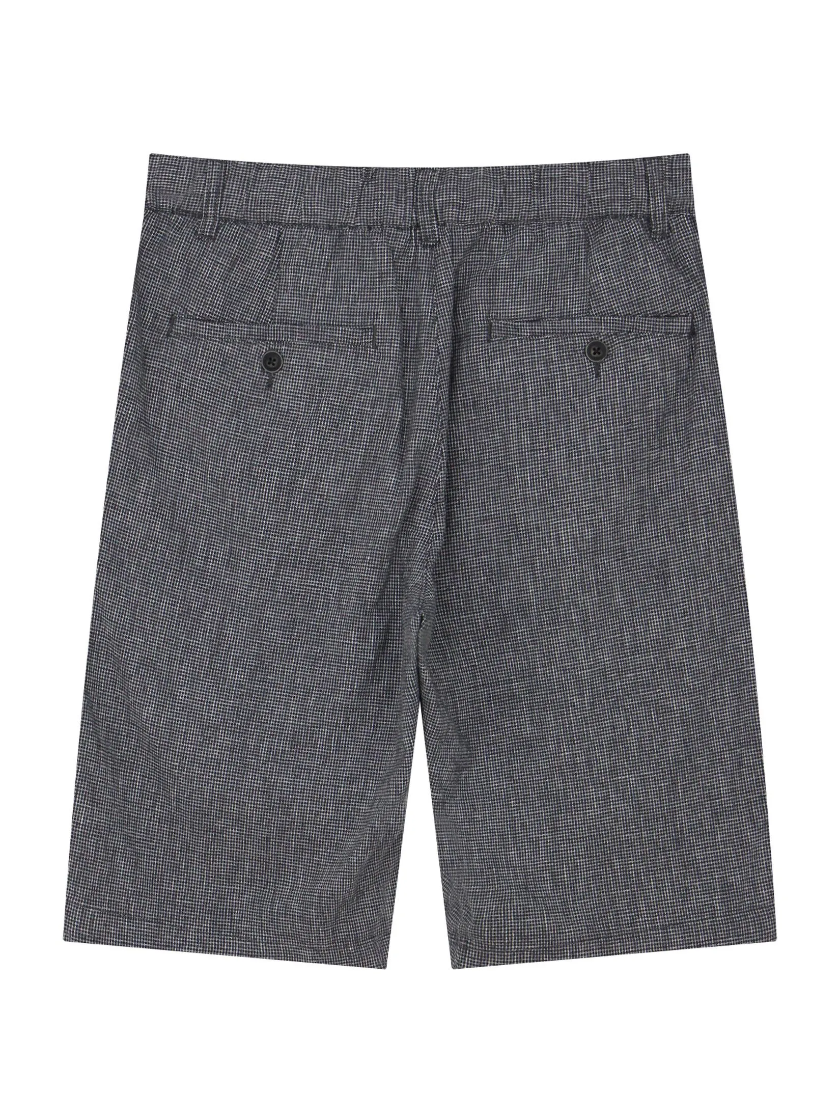 GIORDANO Men's Slim Linen Bermuda Shorts Dark grey x White