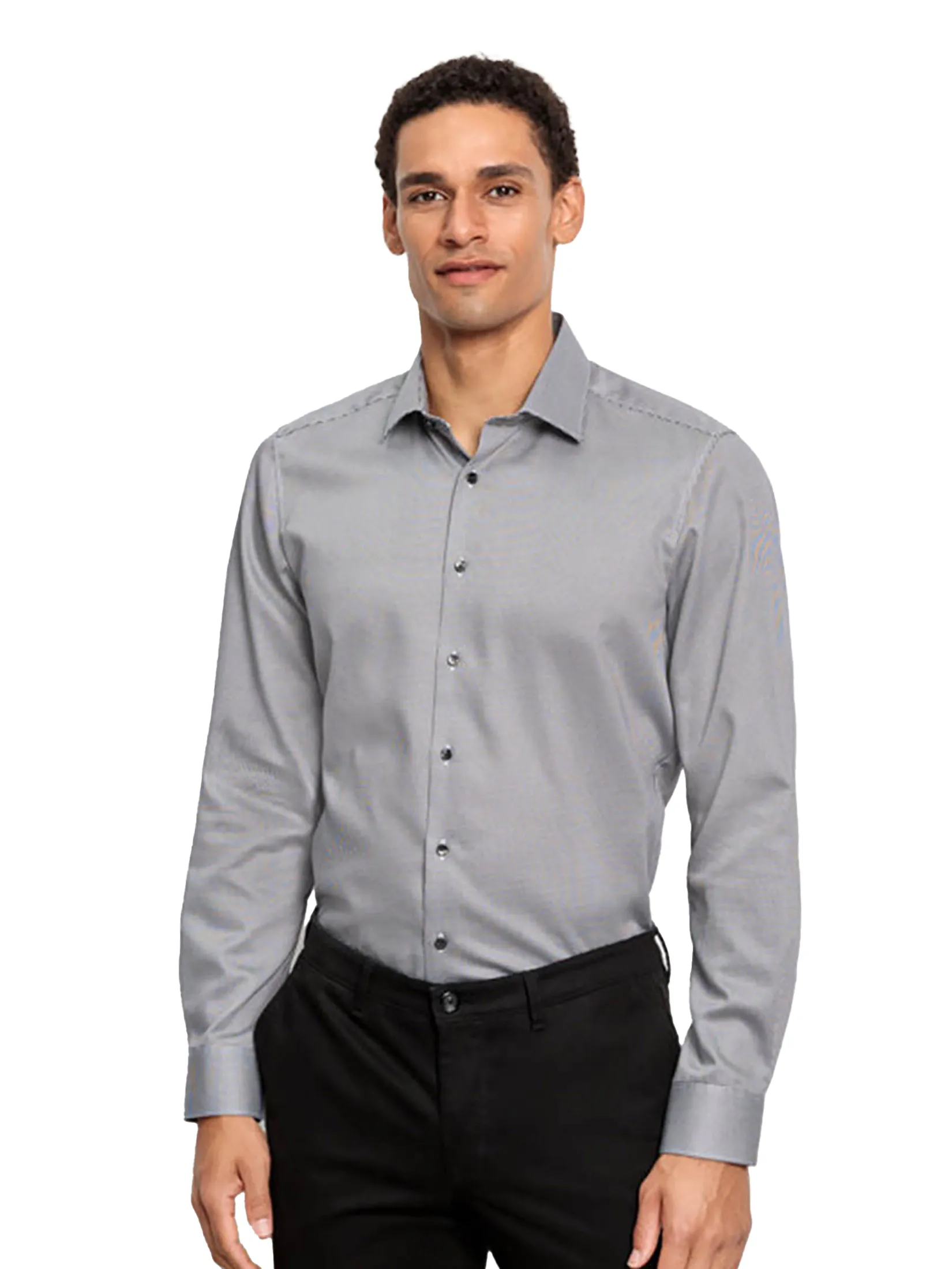 OLYMP MEN SHIRT LONG SLEEVES BUSINESS SHIRT BODY FIT LIGHT GREY