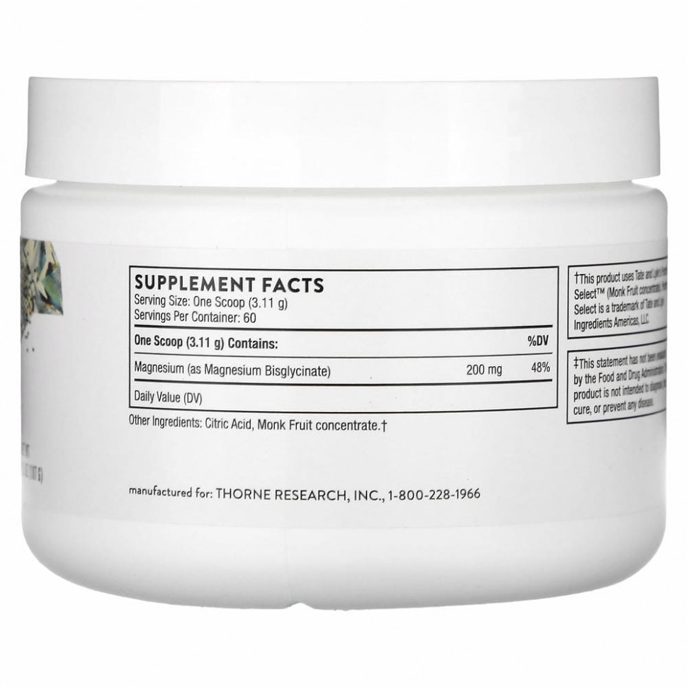 Thorne Research, Бисглицинат магния, 187 г (8,4 унции)