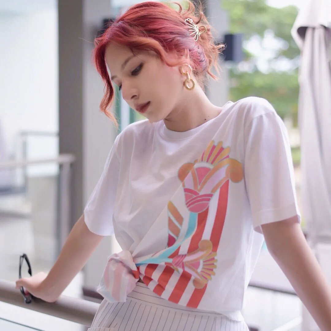 ICONIC White ORANGE SAFFRON T-SHIRT Model ORANGESAFFRON5529