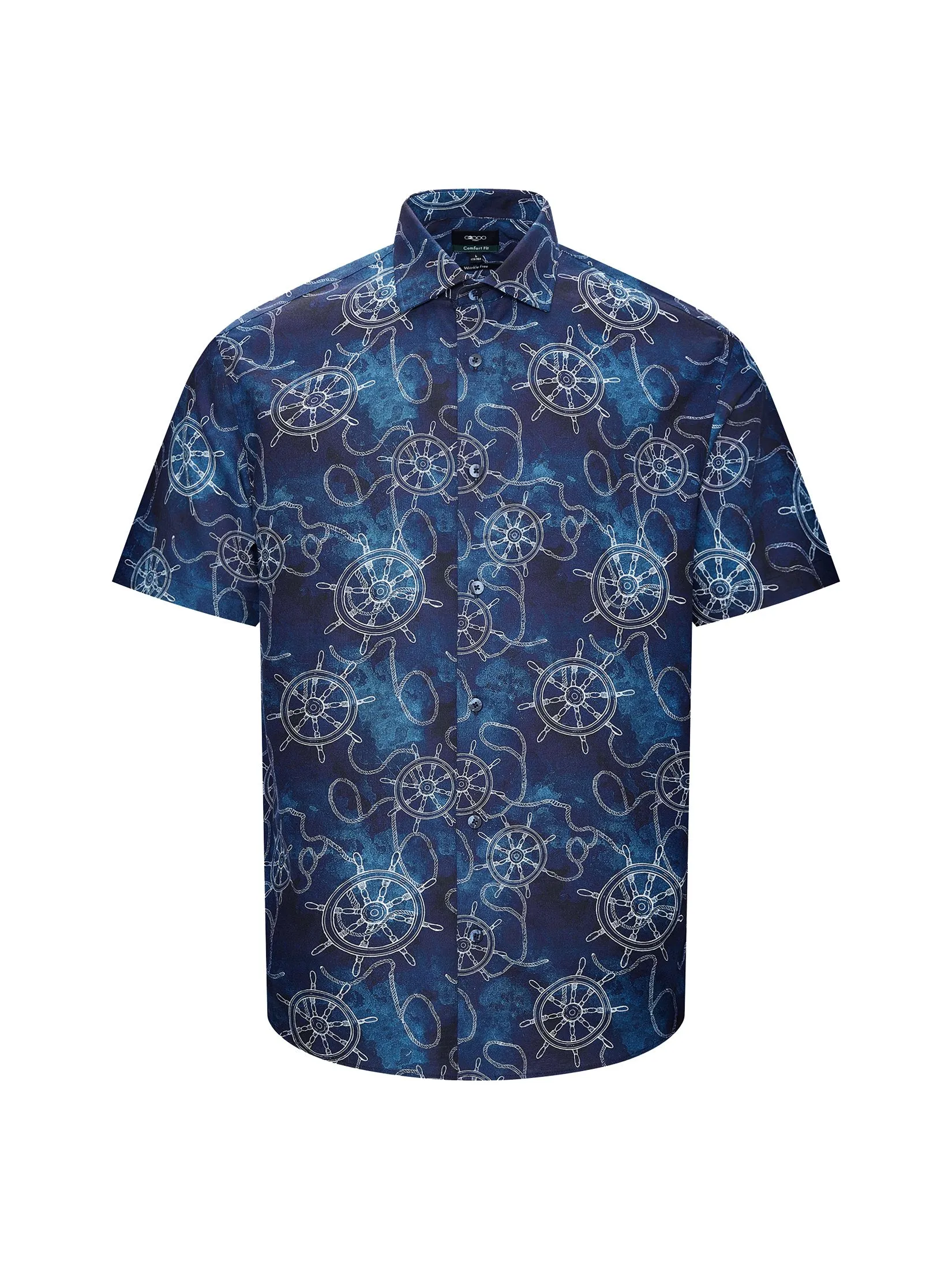 G2000 Men Clothing Cotton Digital Print Oxford Short Sleeve Casual Shirt  Comfort Fit - Navy