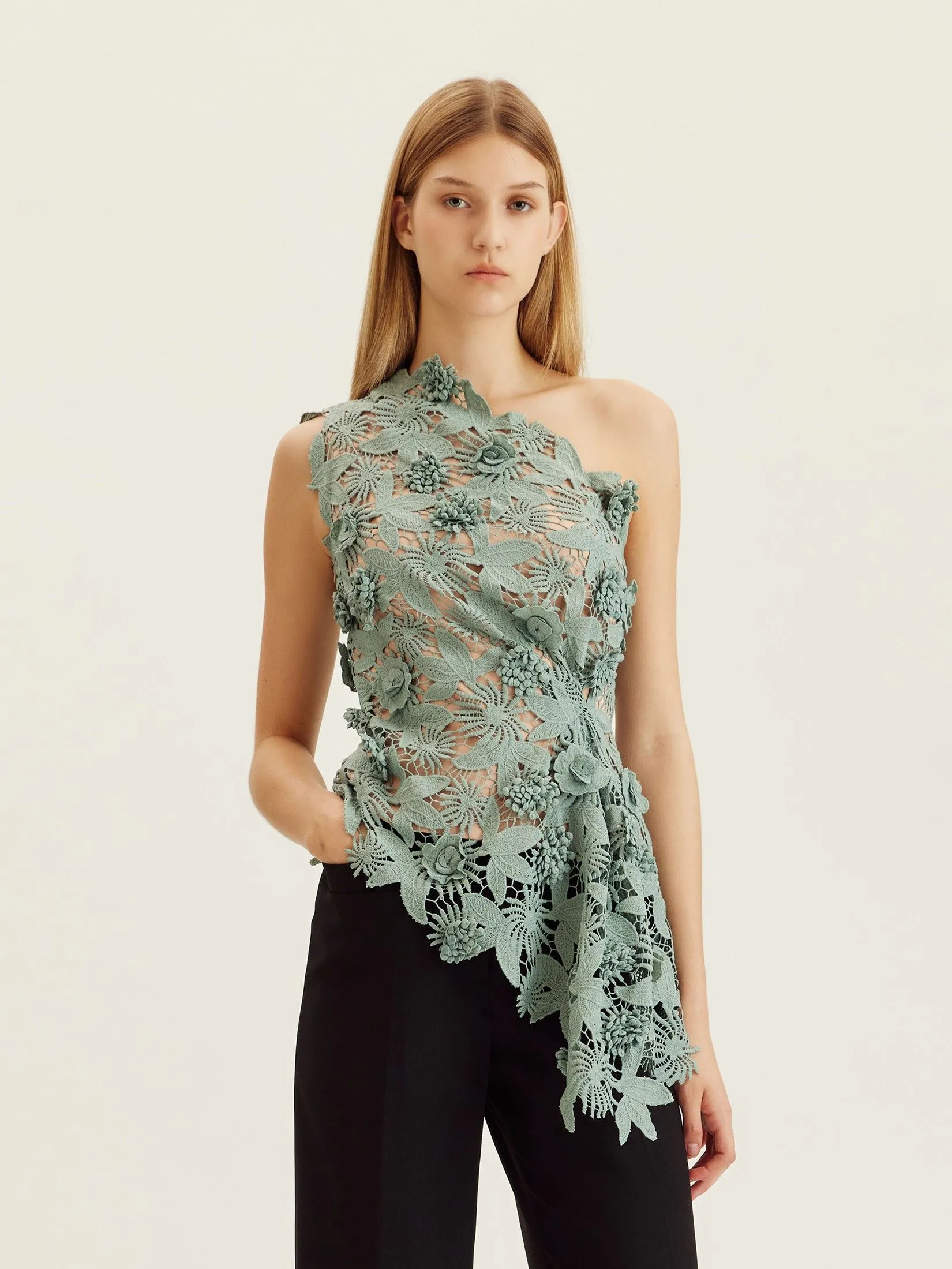 ASAVA ( AW24 )Mardea Women One-shoulder Blouse Green