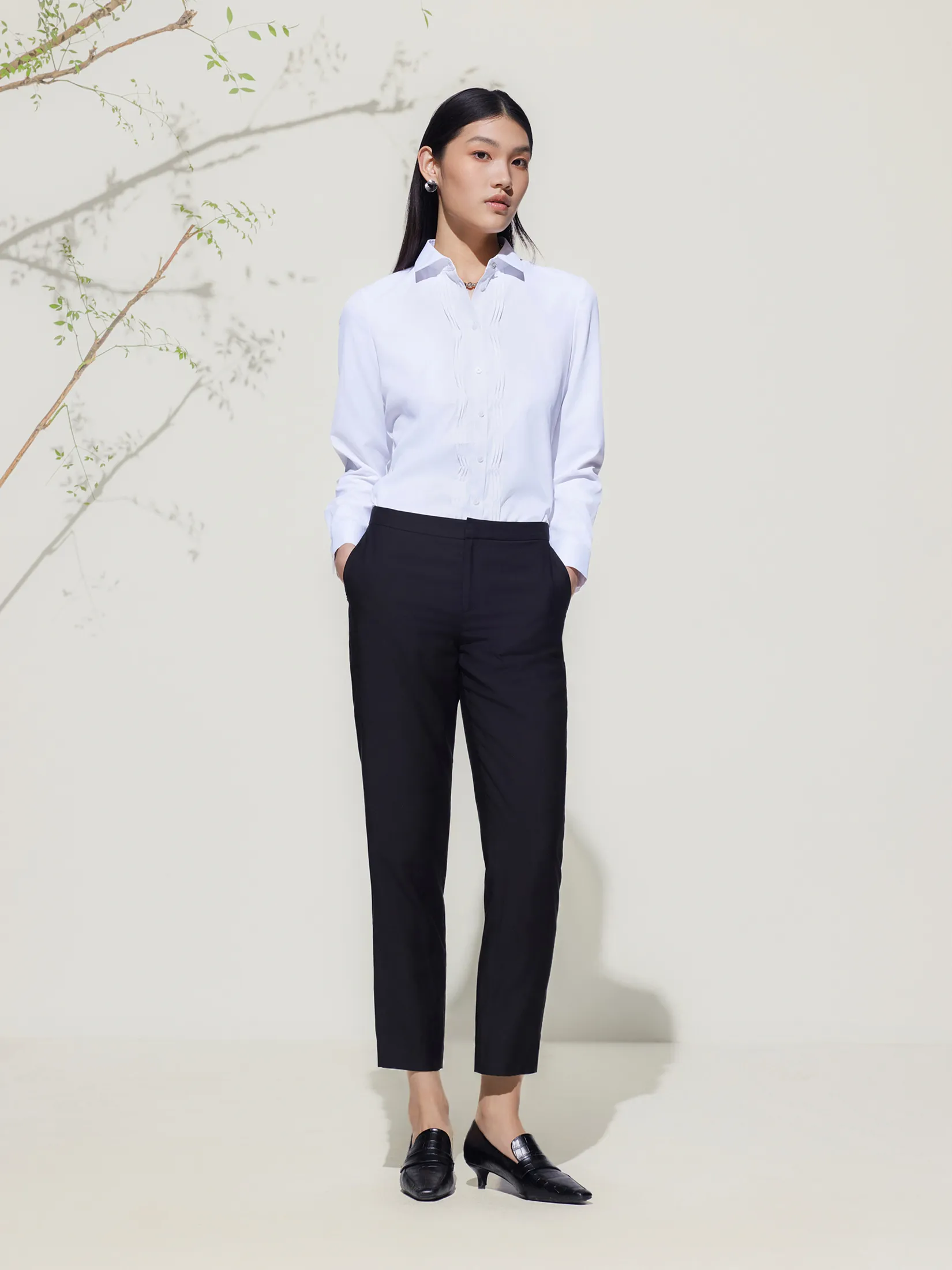 G2000 Women Clothing Coolmax Pin Tuck Shirt Slim Fit - White
