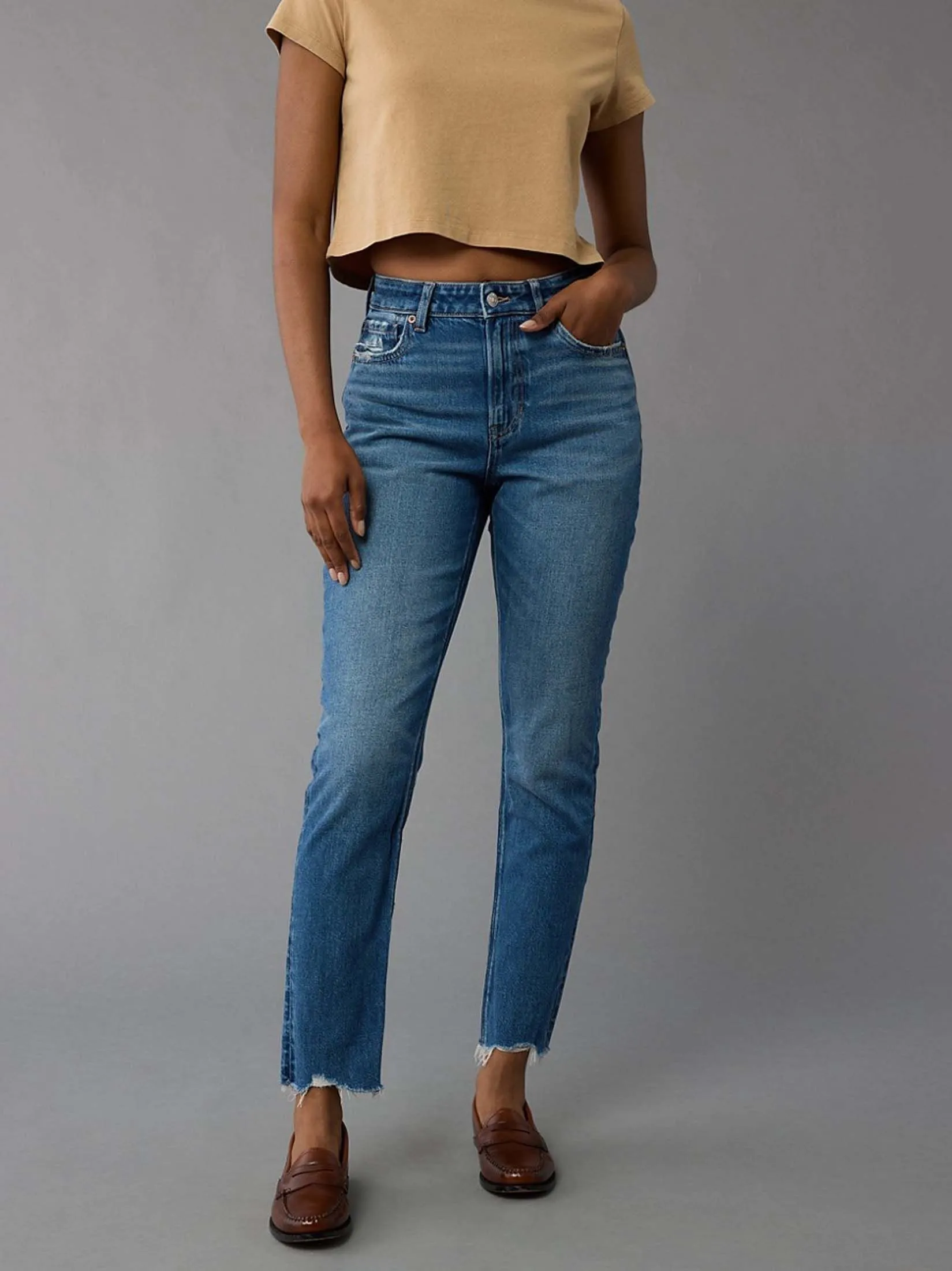 AMERICAN EAGLE WOMEN MOM JEANS 911 DEEP SEA BLUE