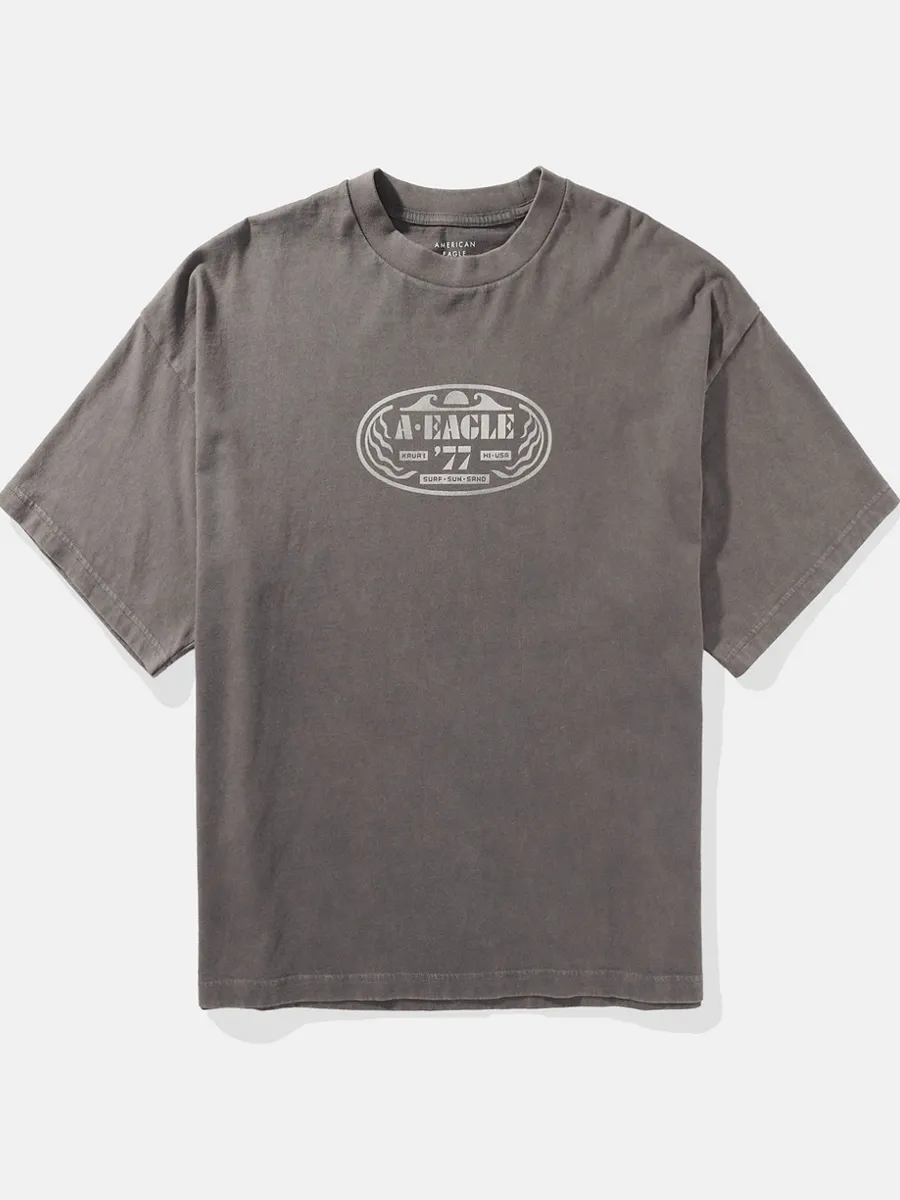 AMERICAN EAGLE MEN G SS INTL OS SET IN TEE- PC DYE + MAGIC WHITE TUMBLE 020 GRAY