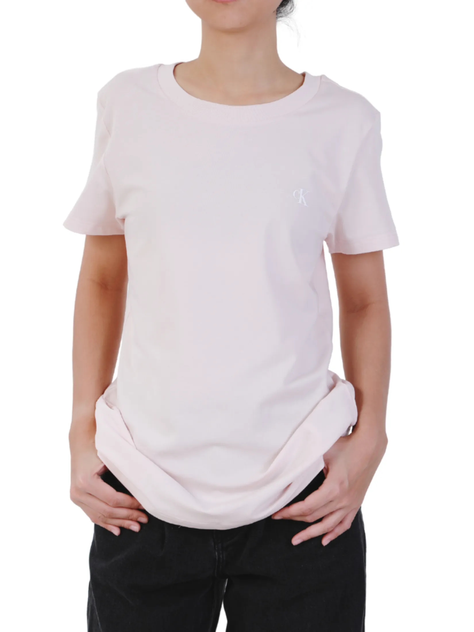 CALVIN KLEIN Women's Ck Logo Slim Tee Ivory