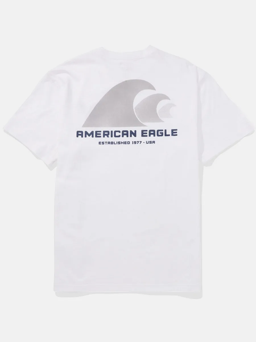 AMERICAN EAGLE MEN G SS 1 SET IN TEE- PC DYE + SERIOUSLY SOFT WASH 100 WHITE