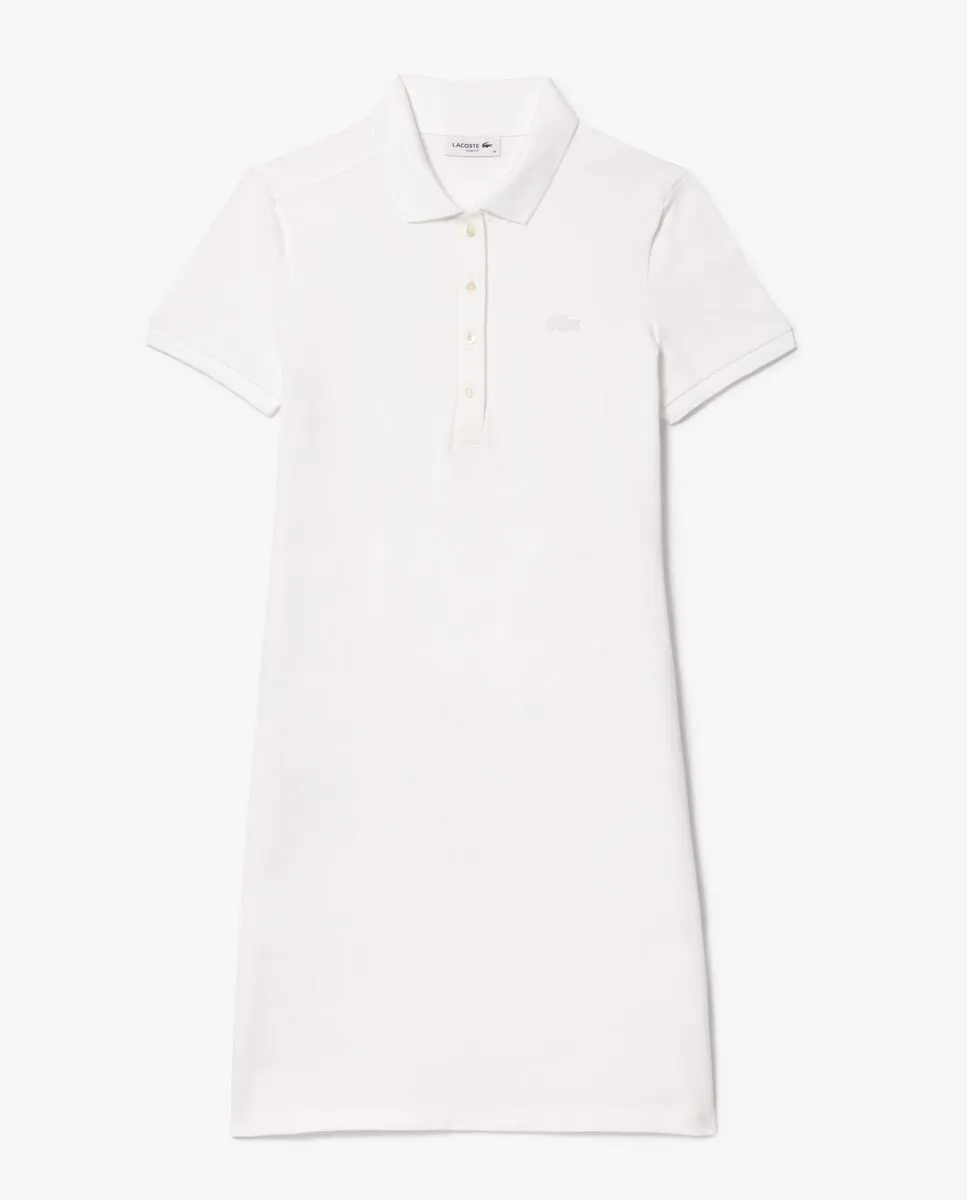 LACOSTE Women’s Stretch Cotton Piqu  Polo Dress Light Blue